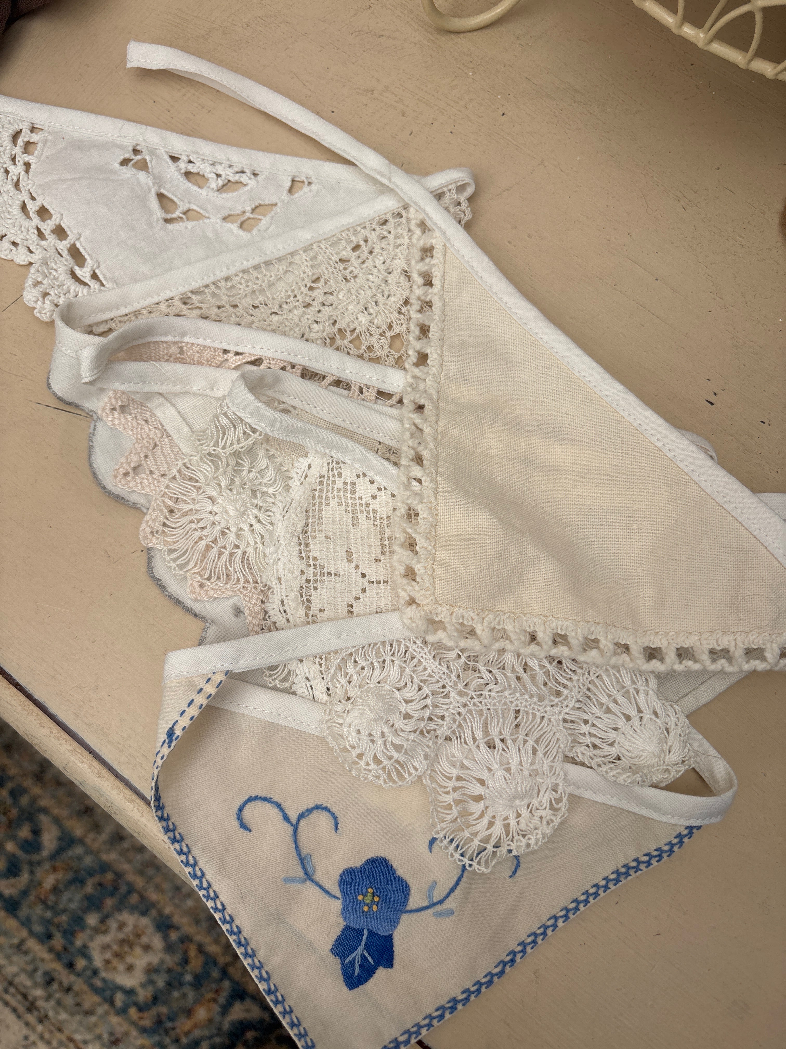 Upcycled Doily and Napkin Bunting