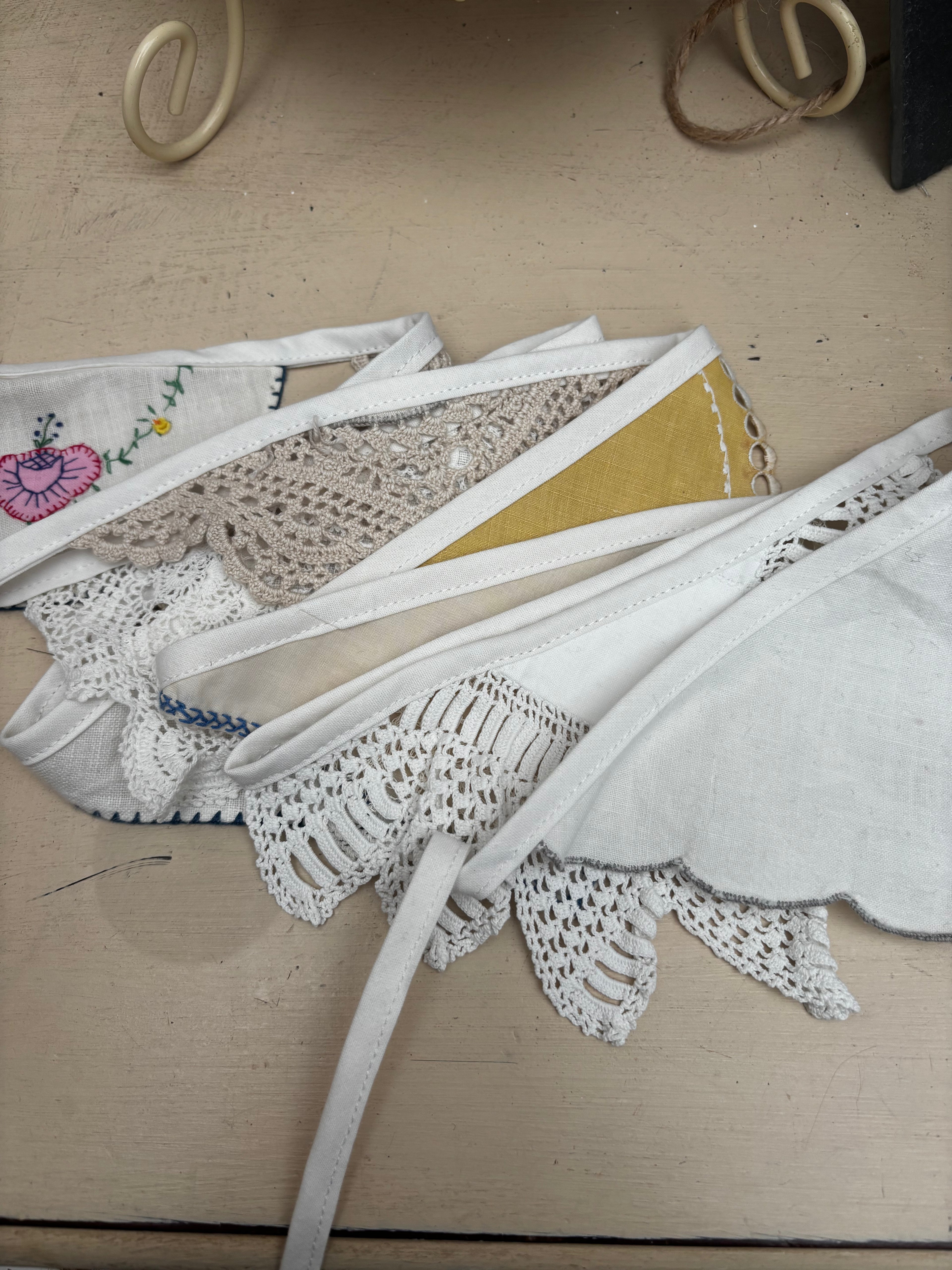 Upcycled Doily and Napkin Bunting