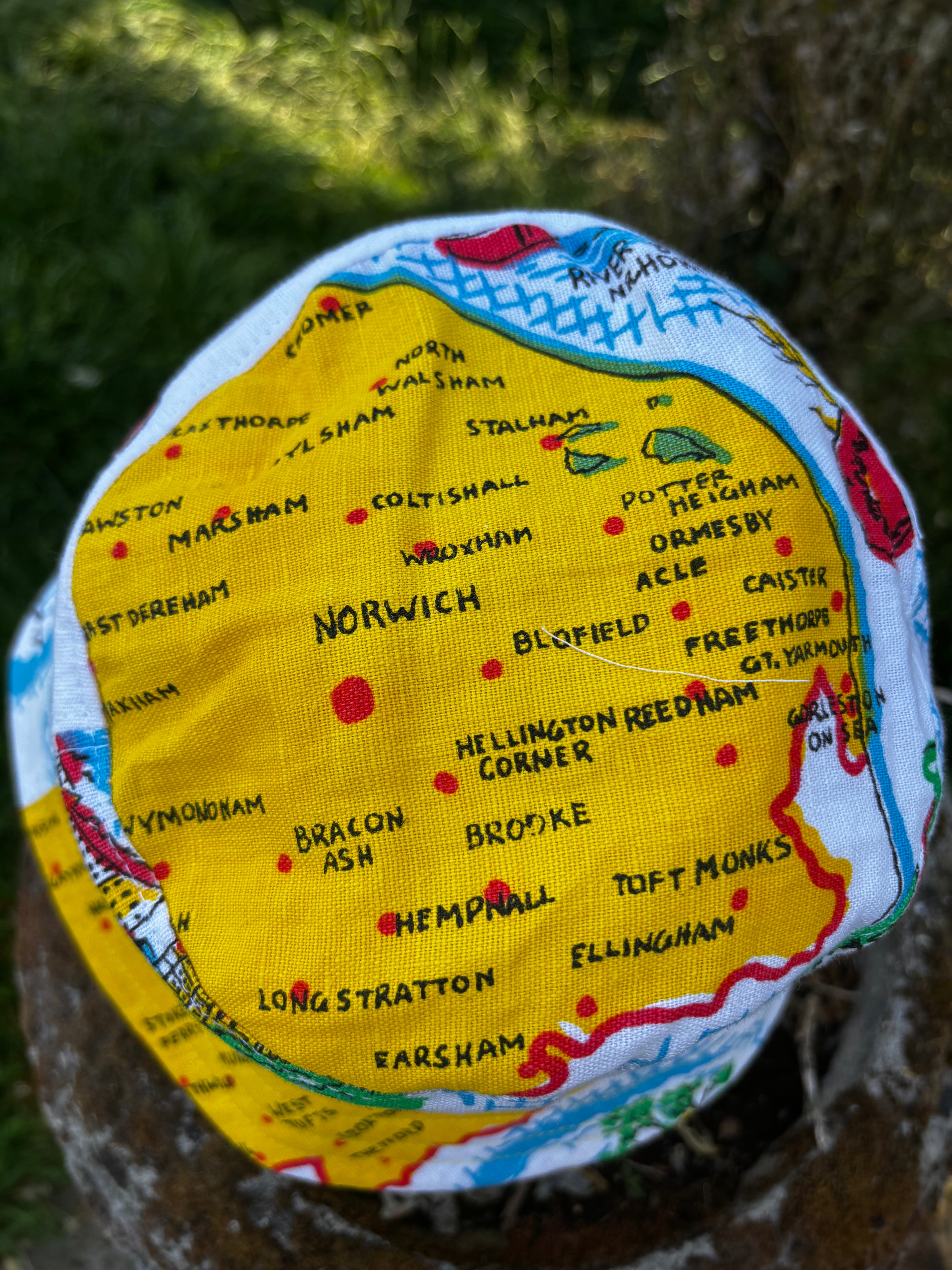 Vintage Tea Towel Upcycled Bucket Hat - Norfolk