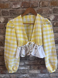 Isla Long Sleeve Plunge Crochet Insert Blouse