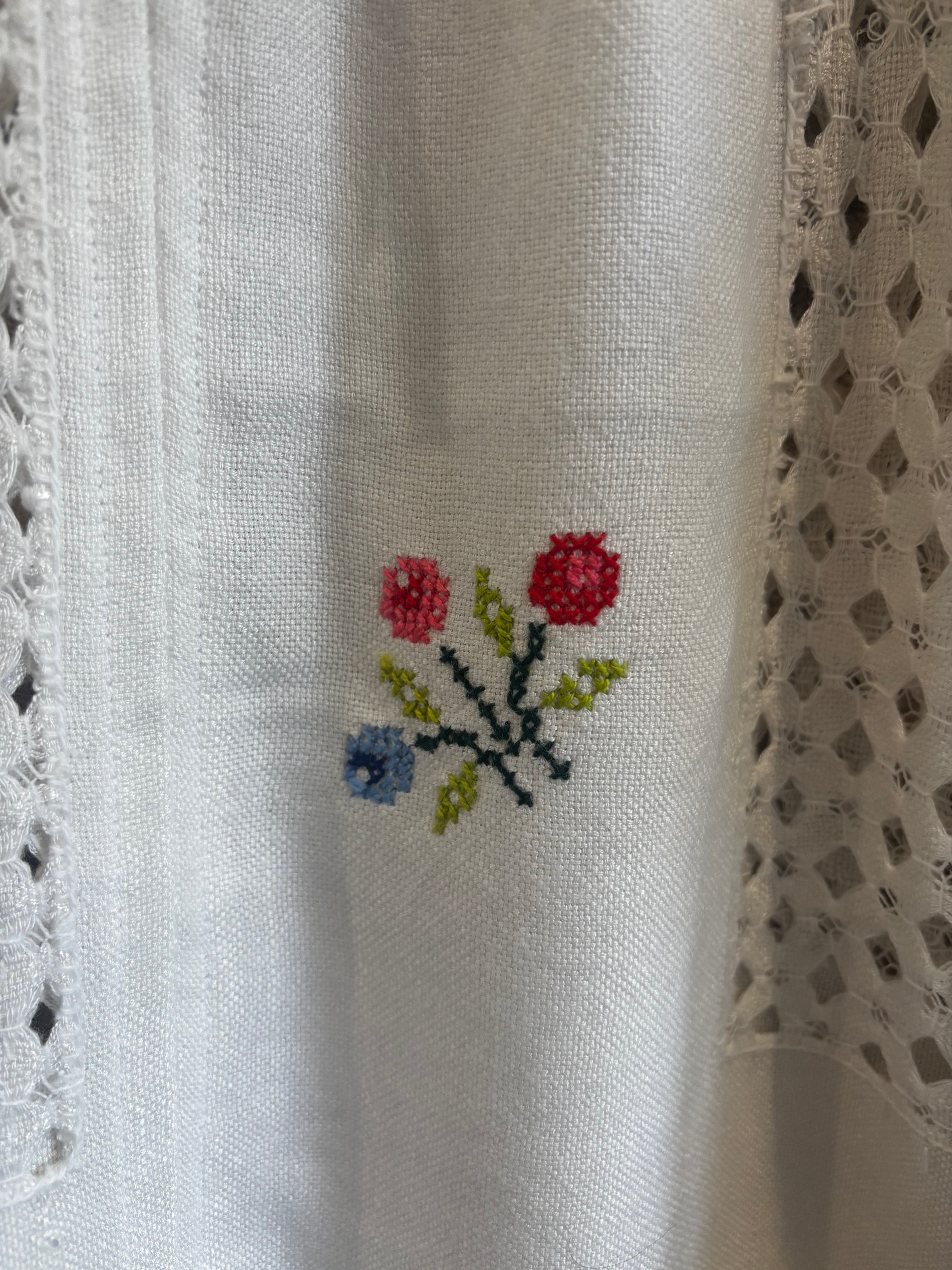 Dottie Puff Sleeve Drapey Hand Embroidered Blouse