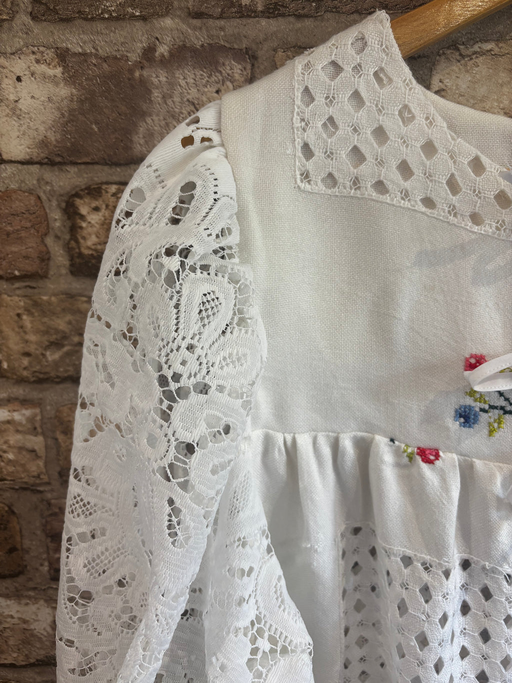Dottie Puff Sleeve Drapey Hand Embroidered Blouse