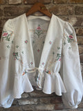 Isla Hand Embroidery and Pulled Threadwork Long Sleeve Blouse