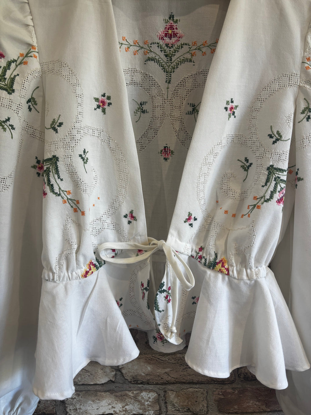 Isla Hand Embroidery and Pulled Threadwork Long Sleeve Blouse