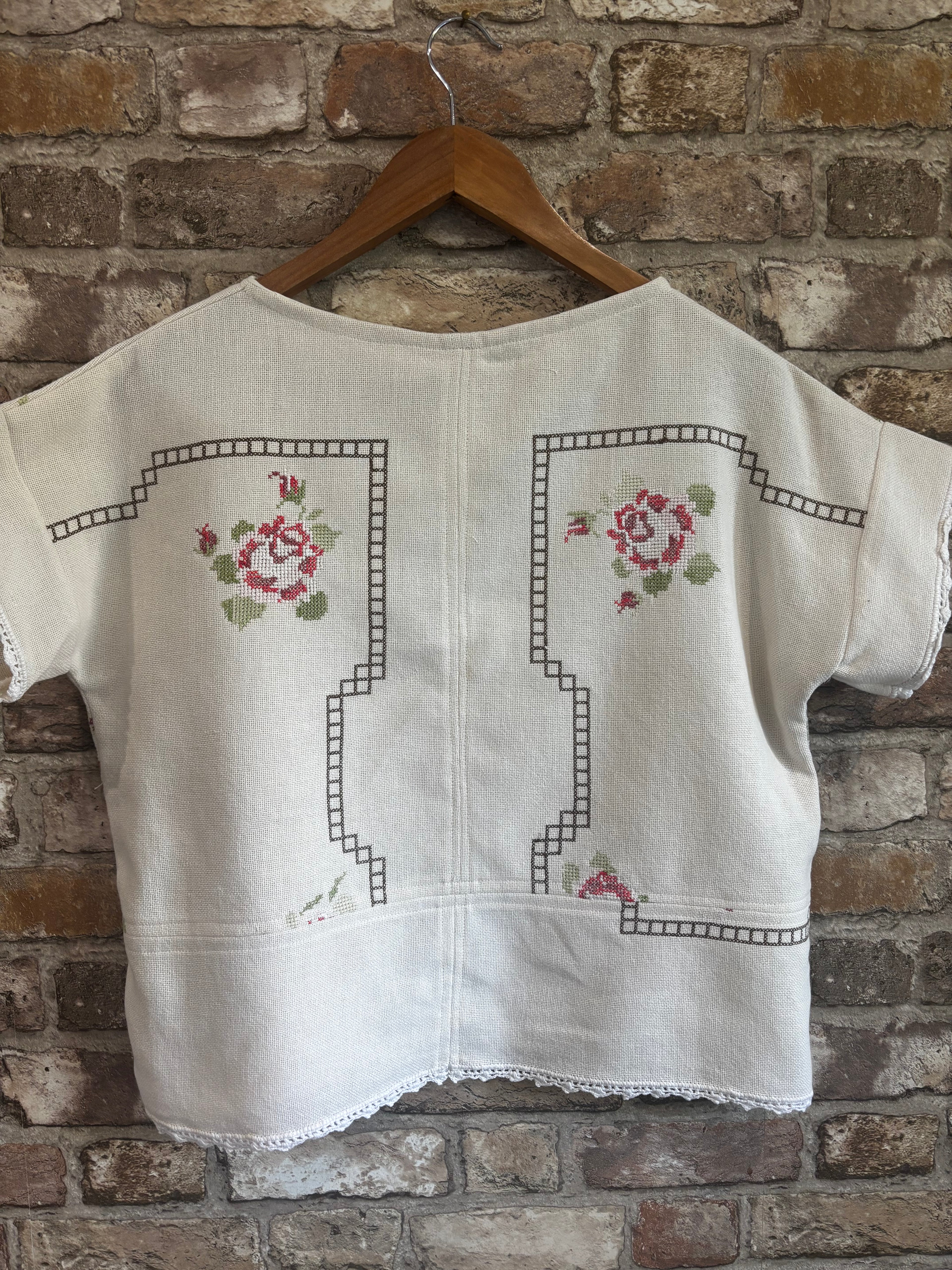 T-Shirt Top - Cross Stitch Embroidery
