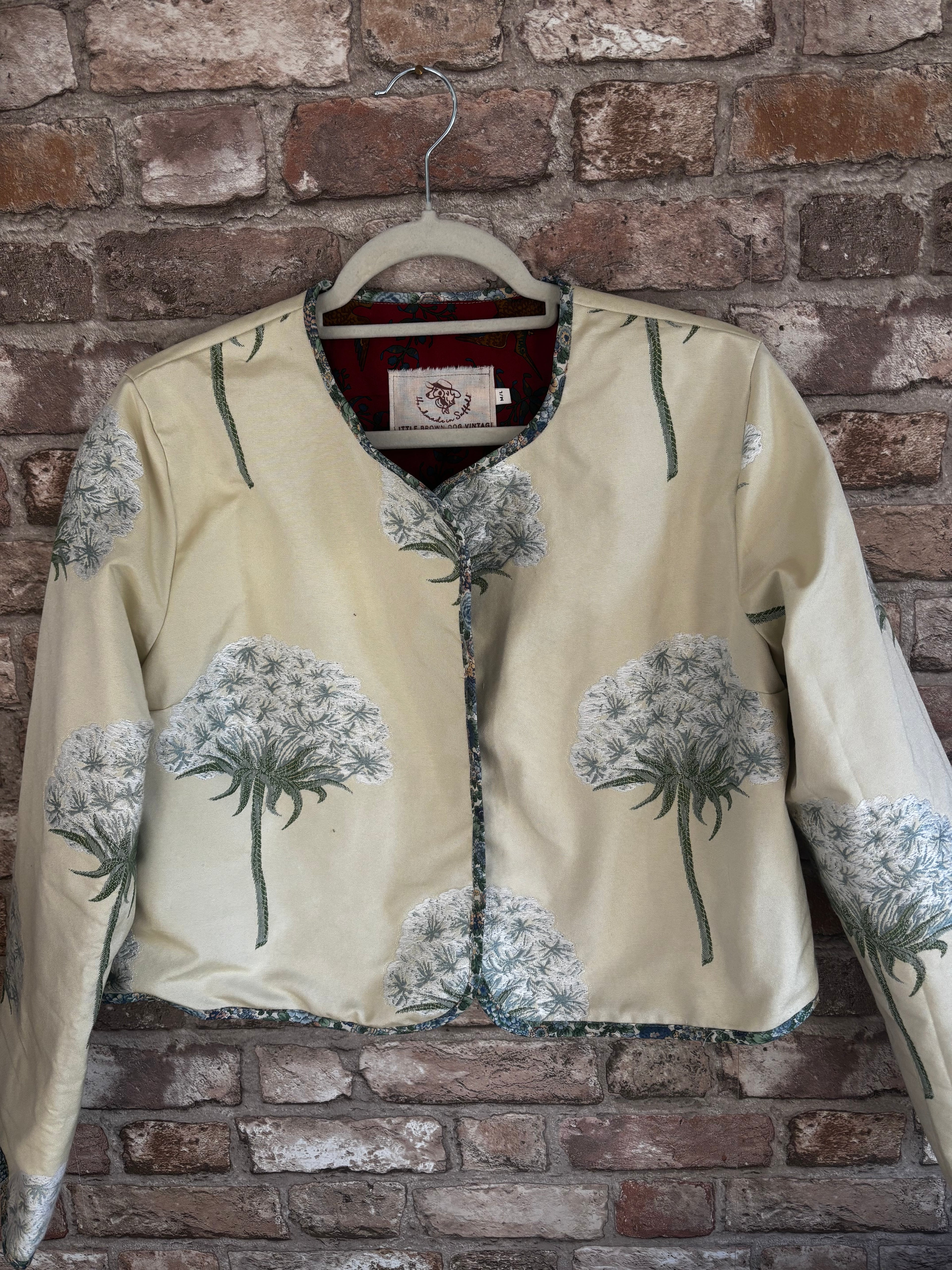 Cropped Pale Lemon Jacket with Deadstock Designer Lining