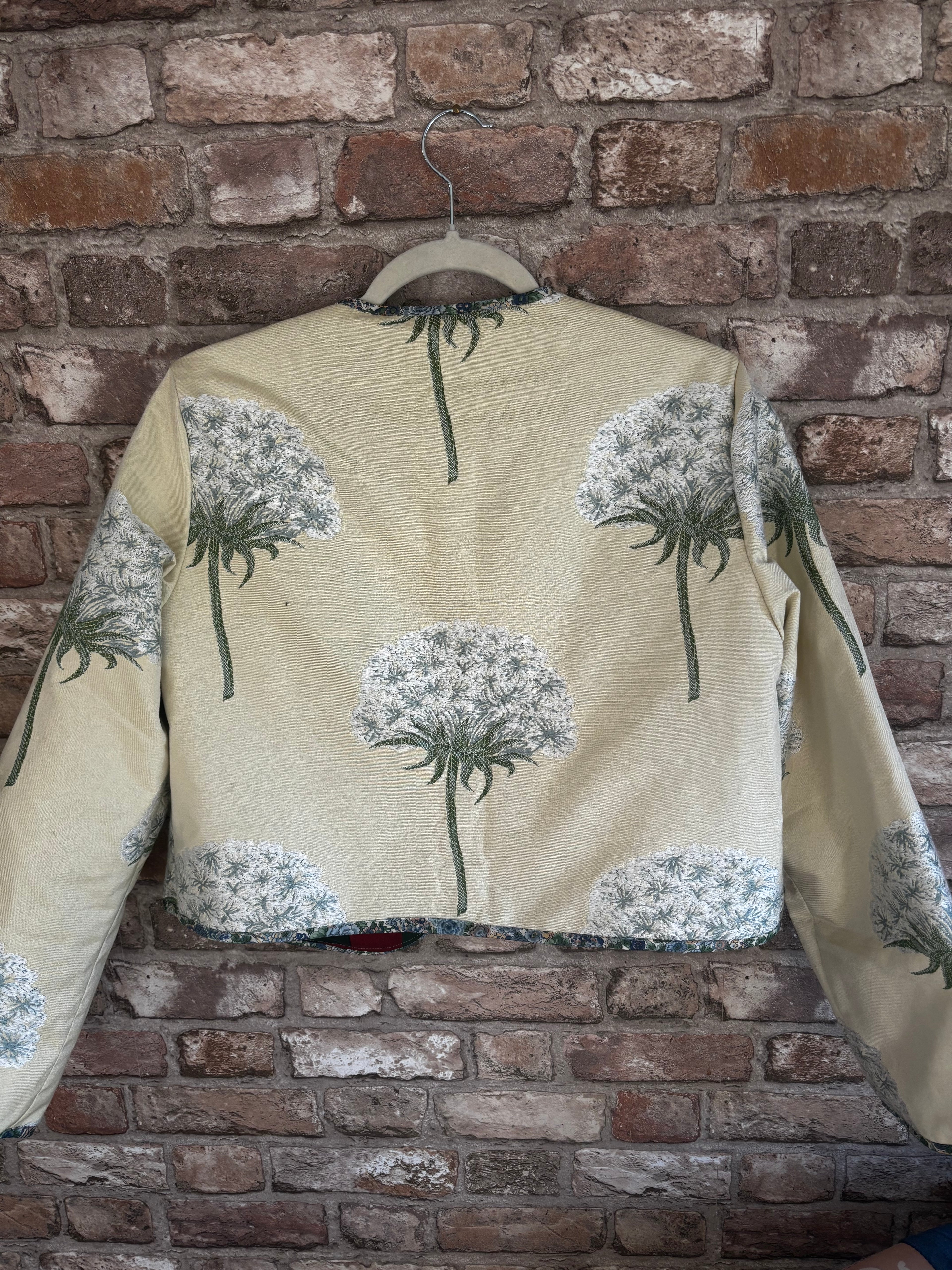 Cropped Pale Lemon Jacket with Deadstock Designer Lining