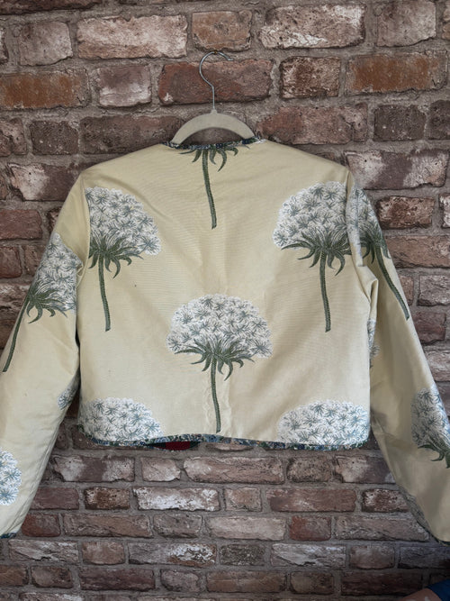 Cropped Pale Lemon Jacket with Deadstock Designer Lining