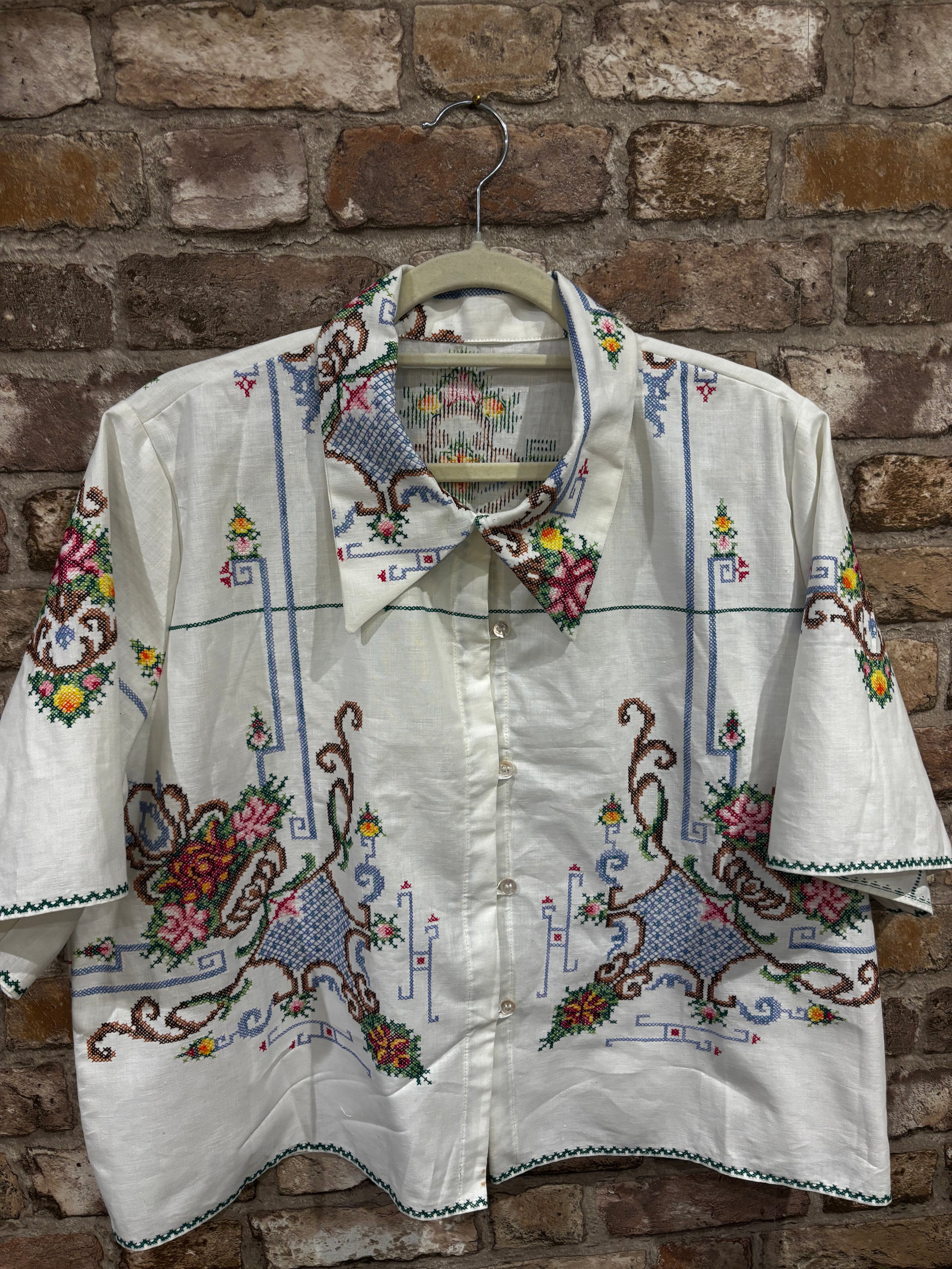 Farley Hand Embroidered Upcycled Vintage Shirt