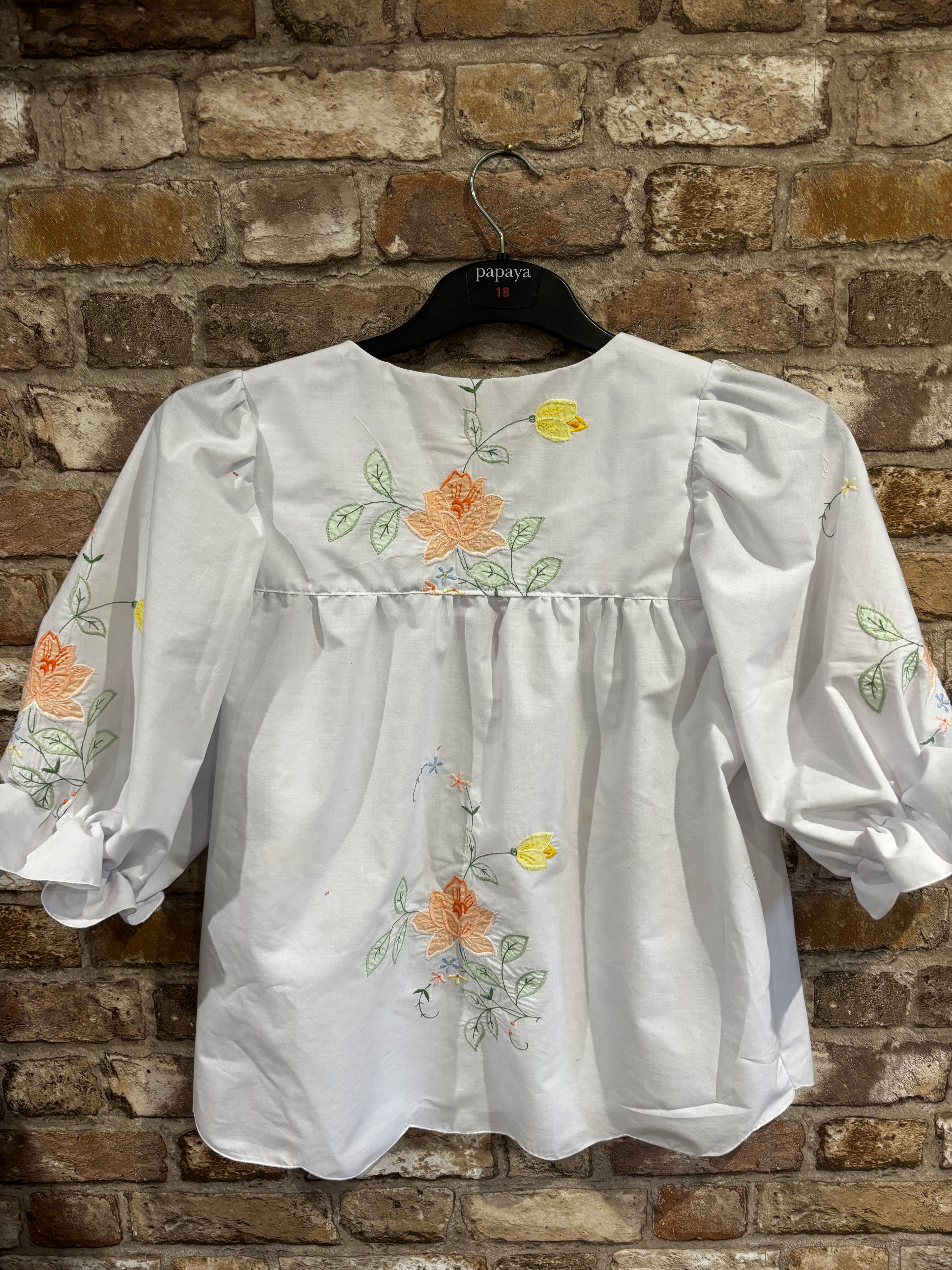Dottie Blouse with Pastel Floral Appliqué