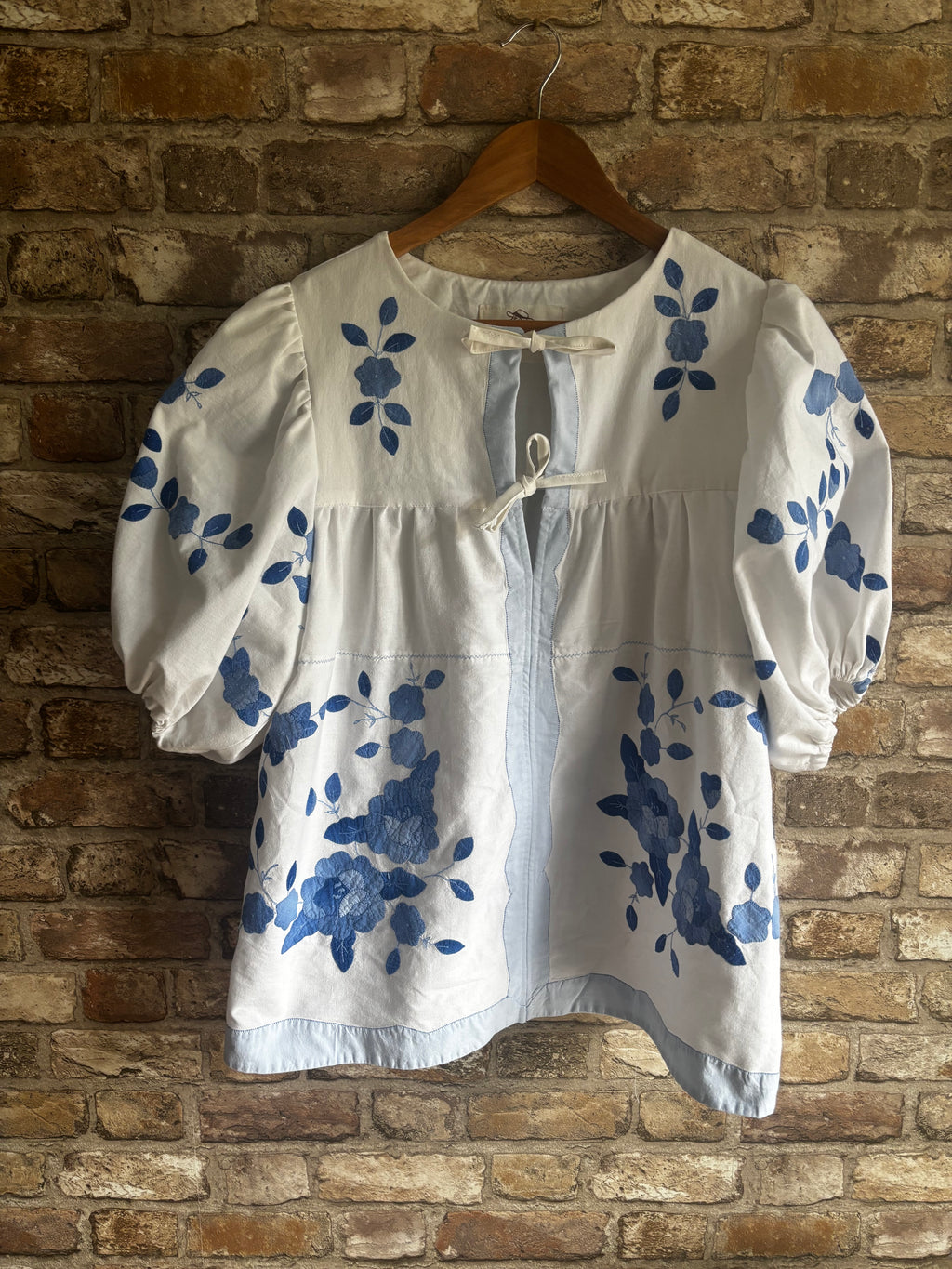 Applique Blue Floral Dottie Blouse
