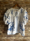 Applique Blue Floral Dottie Blouse