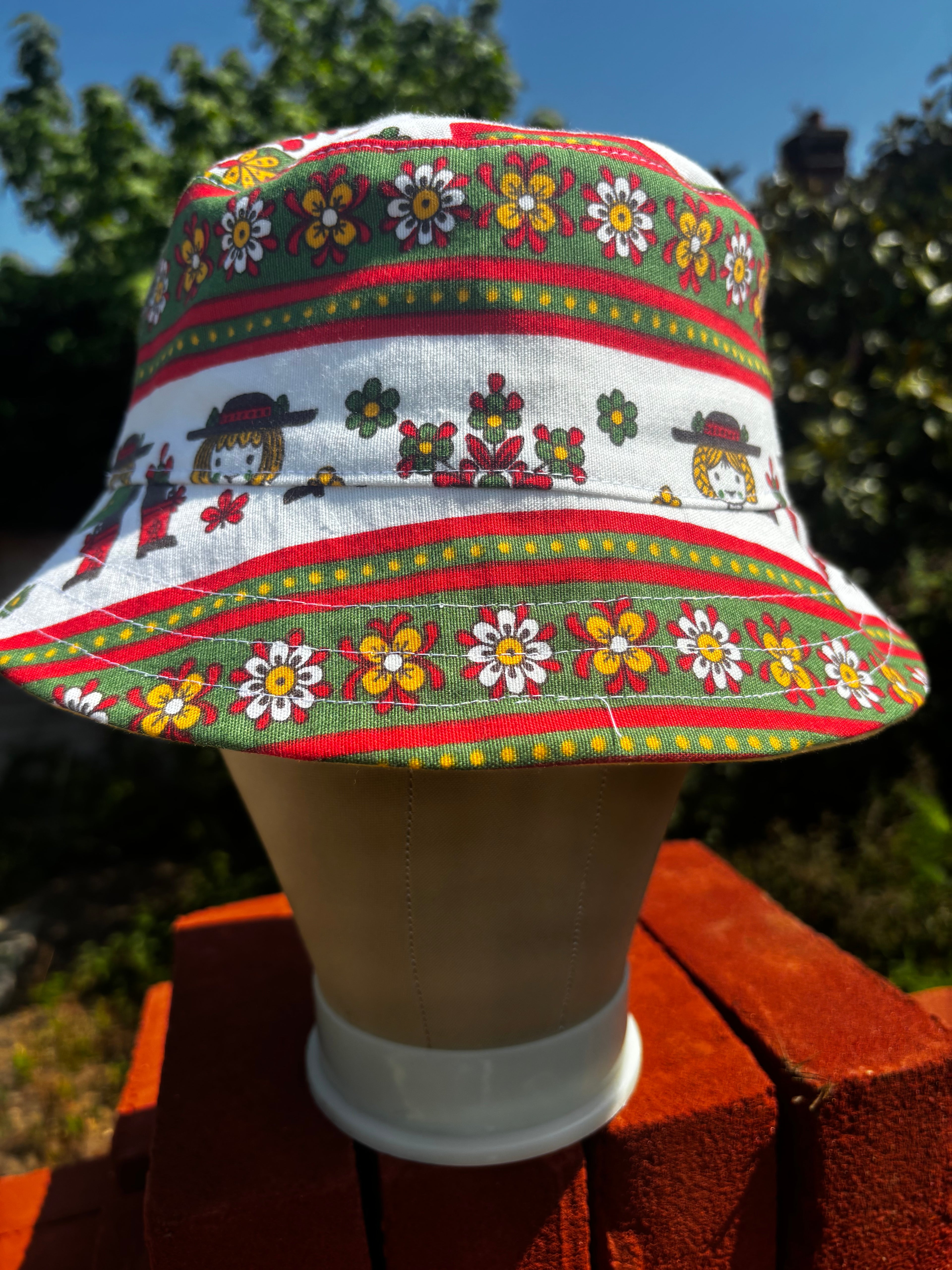 Austrian Folk Vintage Upcycled Bucket Hat