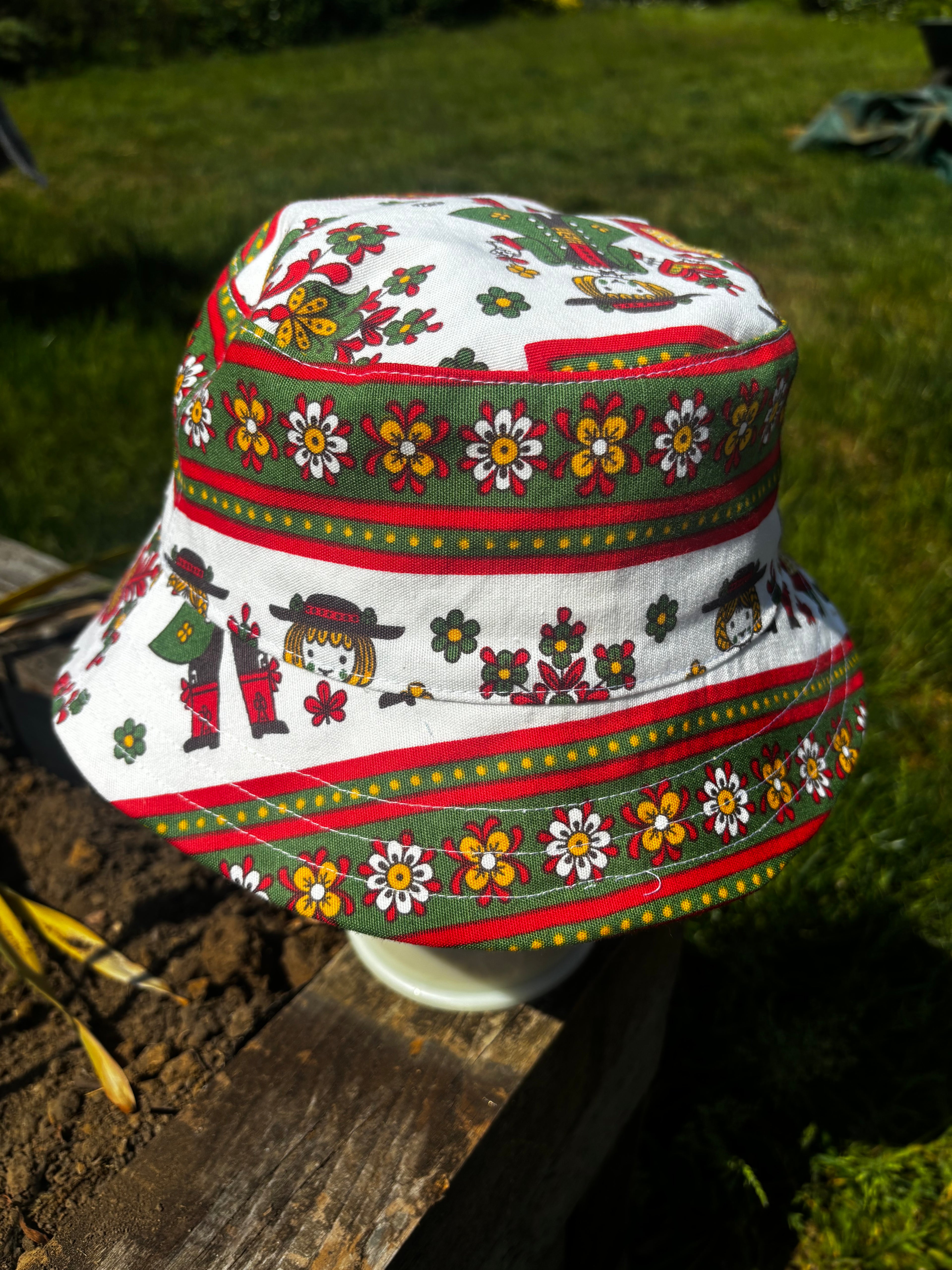 Austrian Folk Vintage Upcycled Bucket Hat
