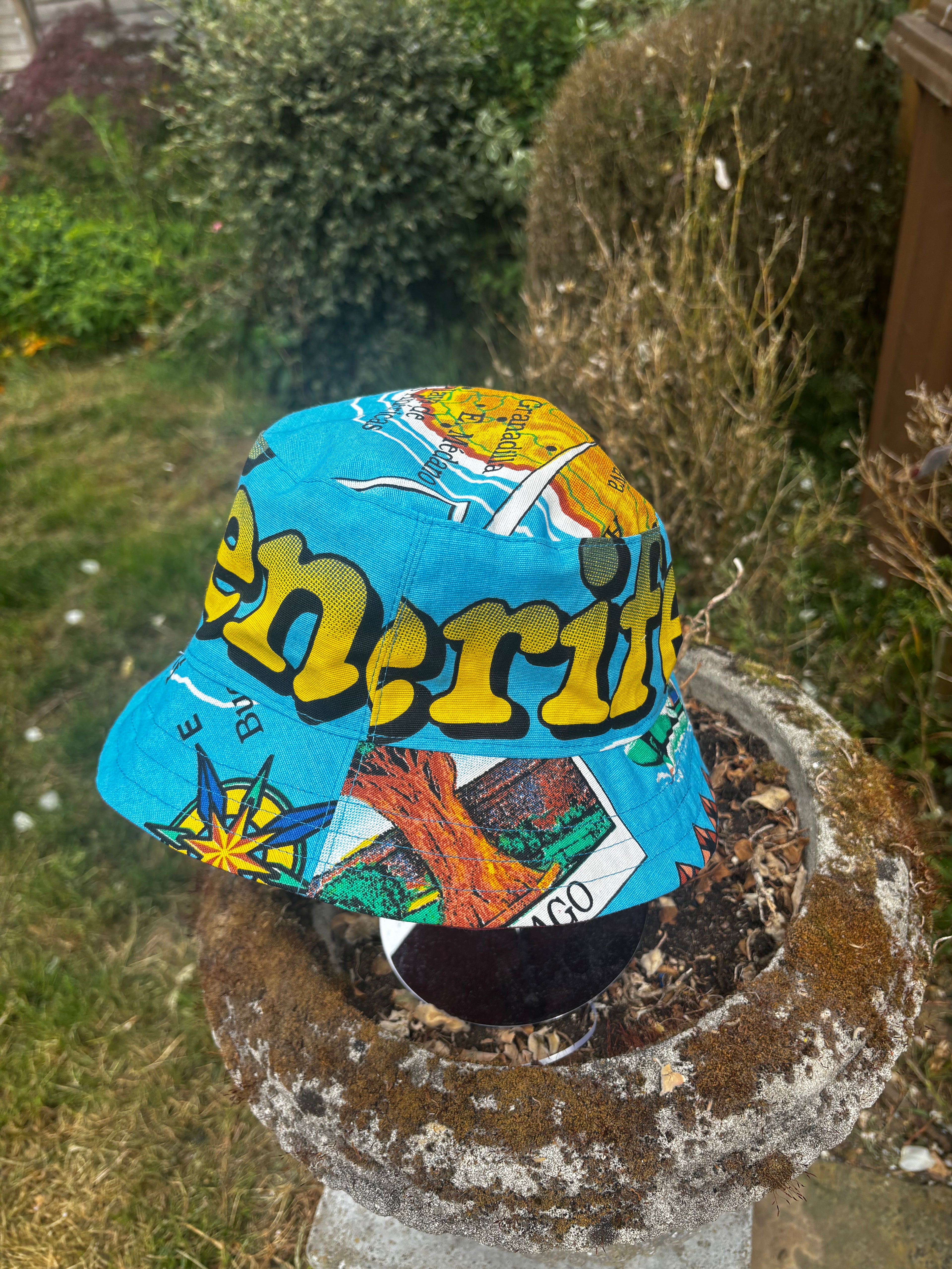 Tenerife Upcycled Tea Towel Bucket Hat