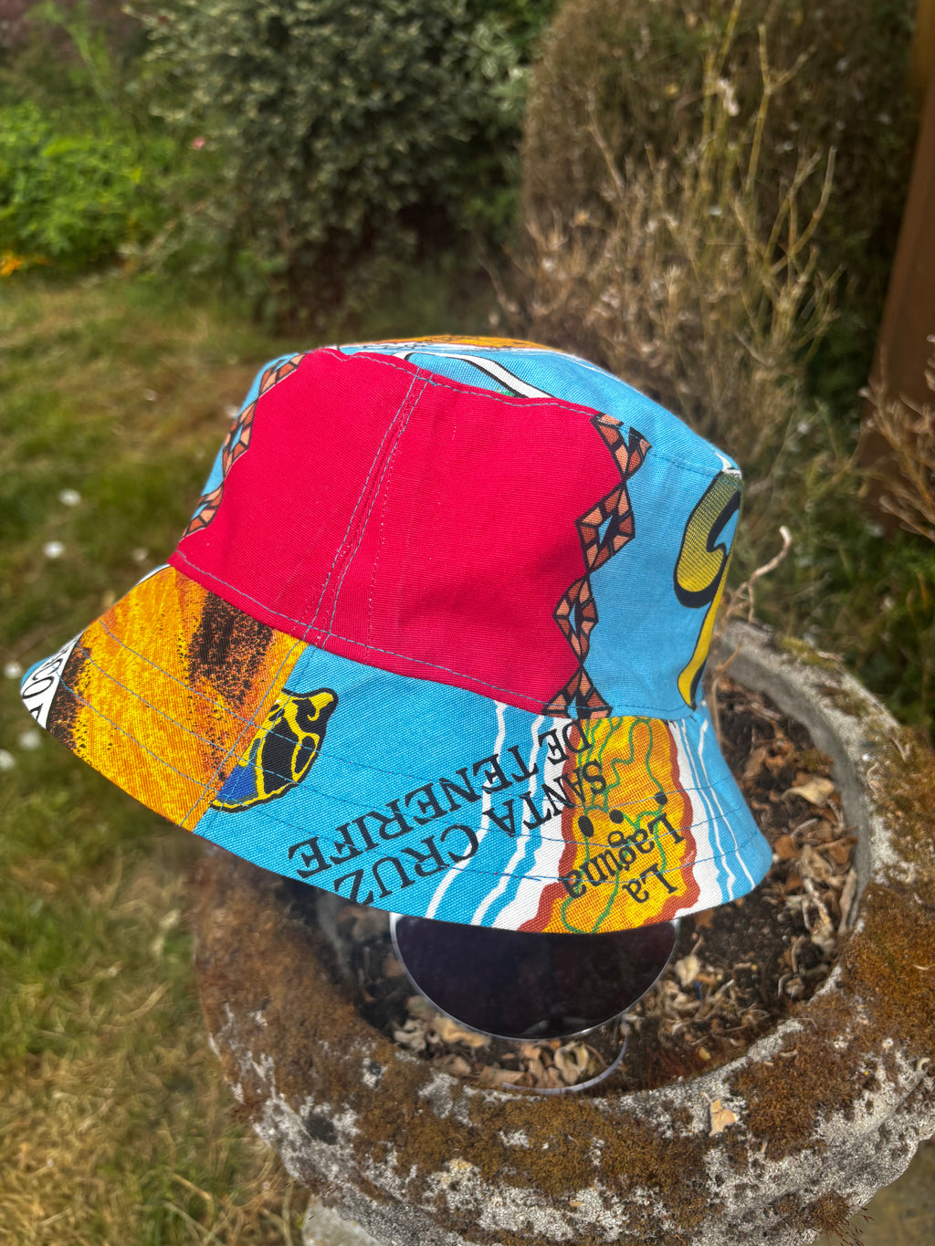 Tenerife Upcycled Tea Towel Bucket Hat