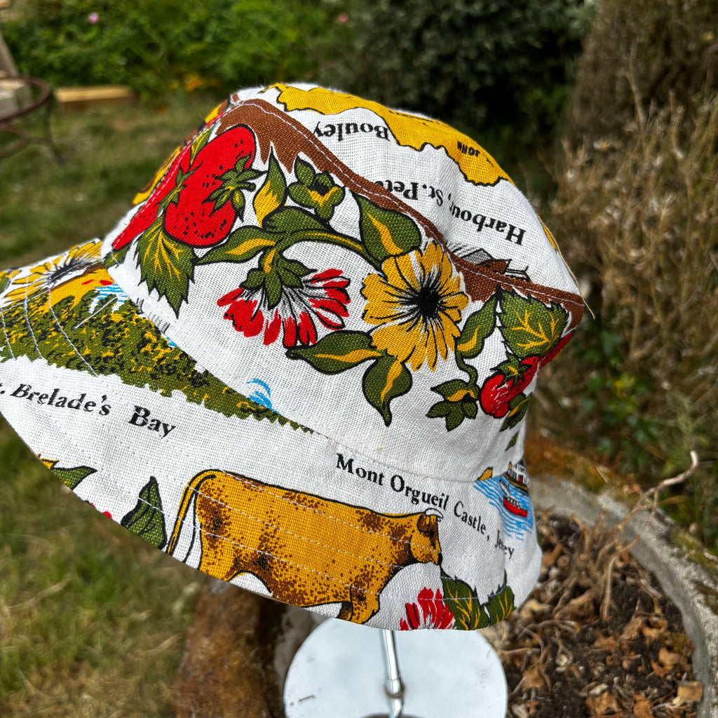 Channel Islands Upcycled Vintage Tea Towel Bucket Hat