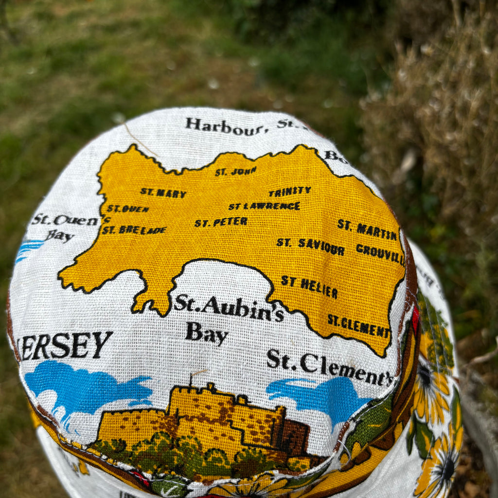Channel Islands Upcycled Vintage Tea Towel Bucket Hat