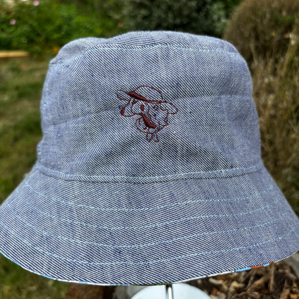 Windmills of East Anglia Upcycled Vintage Tea Towel Bucket Hat