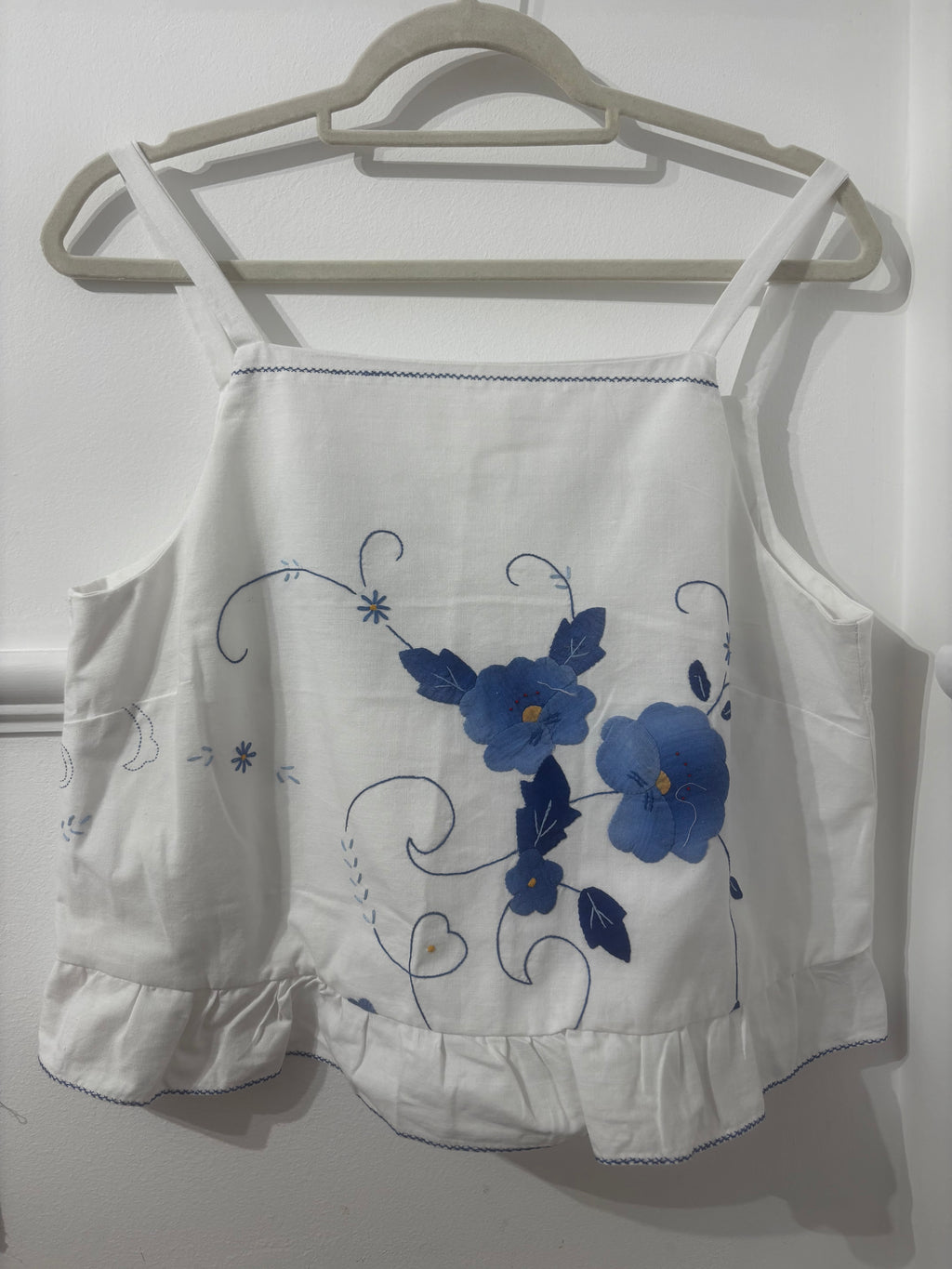 Frill Hem Upcycled Applique Camisole