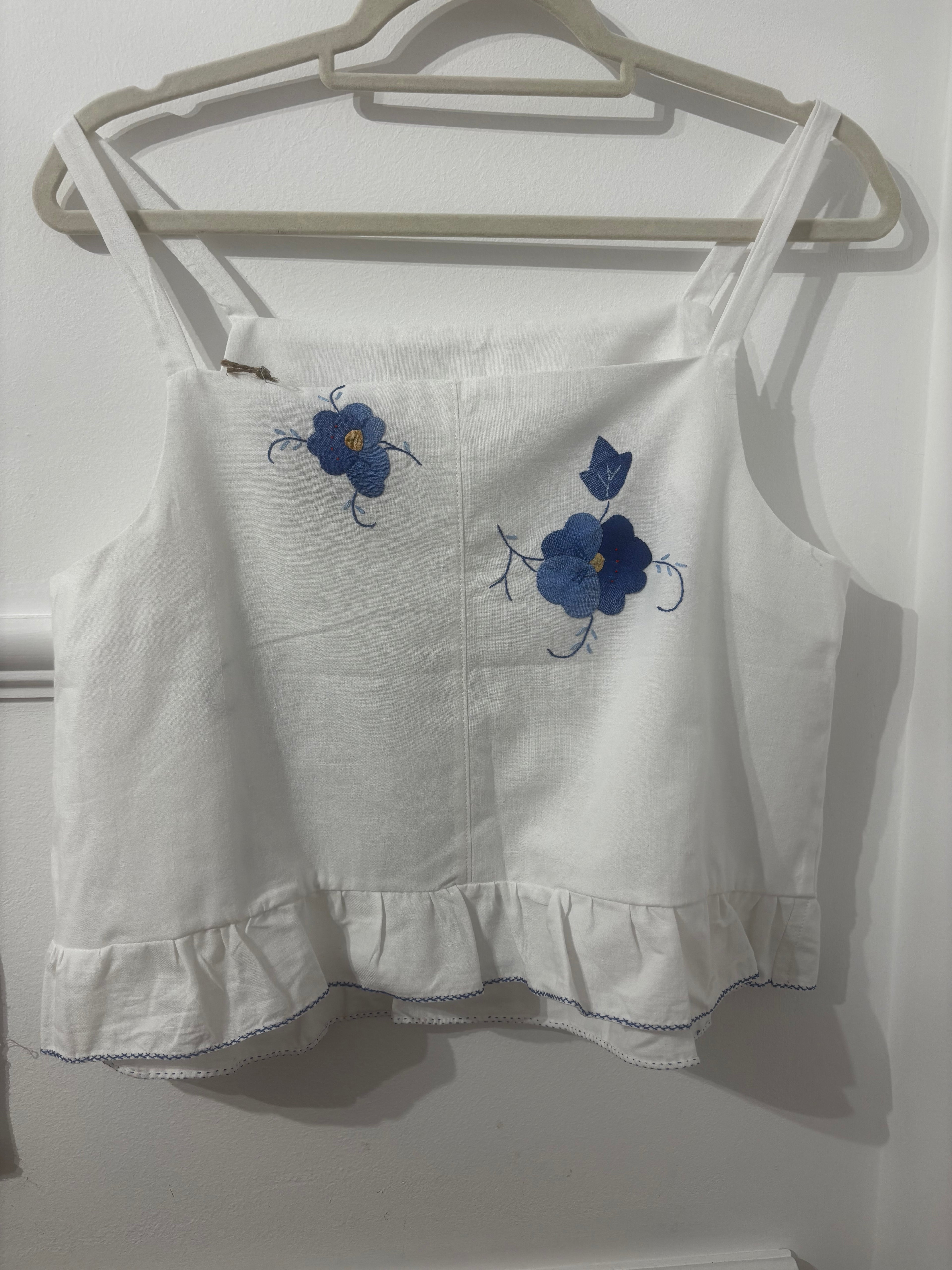 Frill Hem Upcycled Applique Camisole