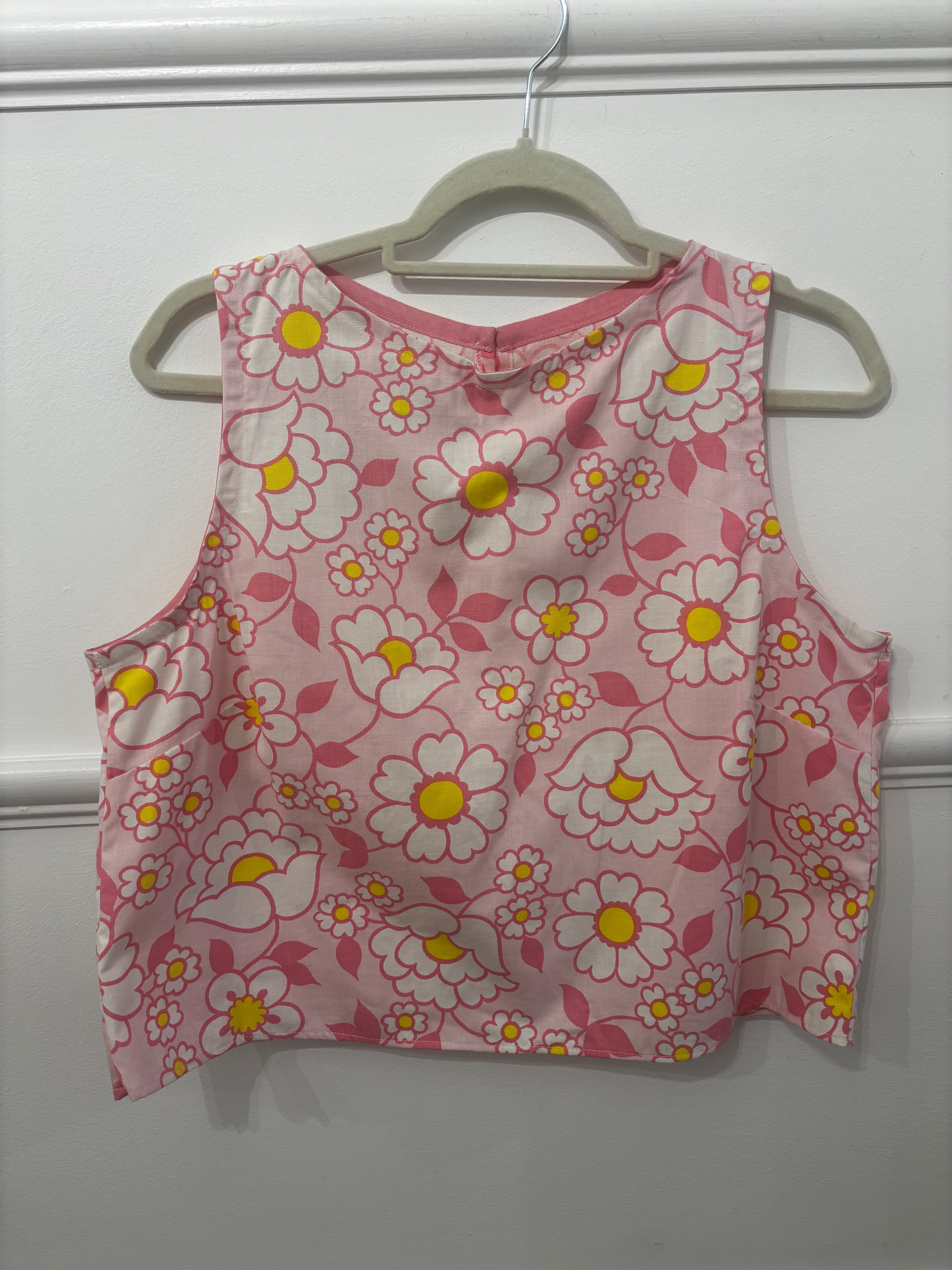 Kelly Pink Floral Vintage Cotton Tank