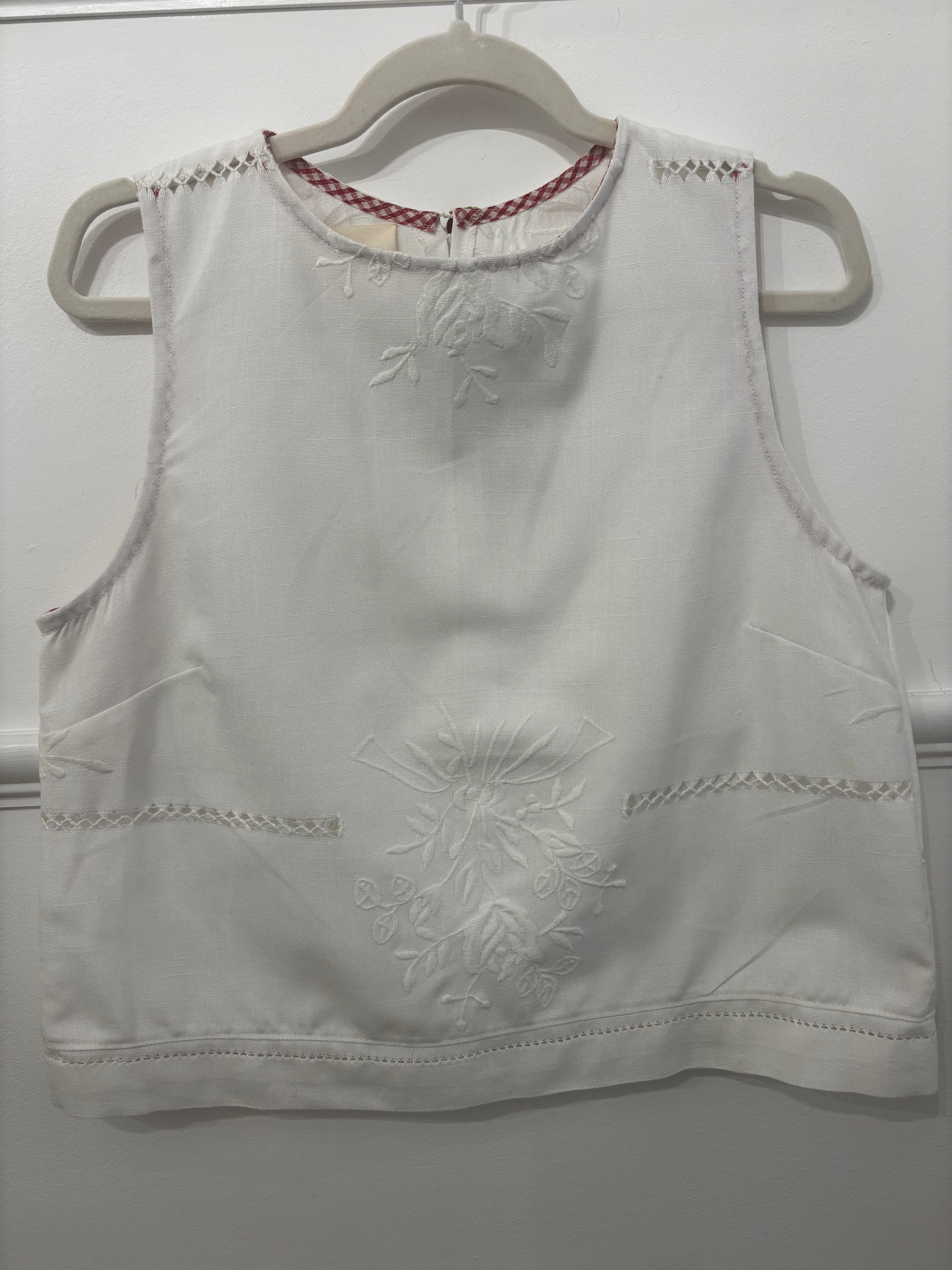 Kelly White Embroidered Tank