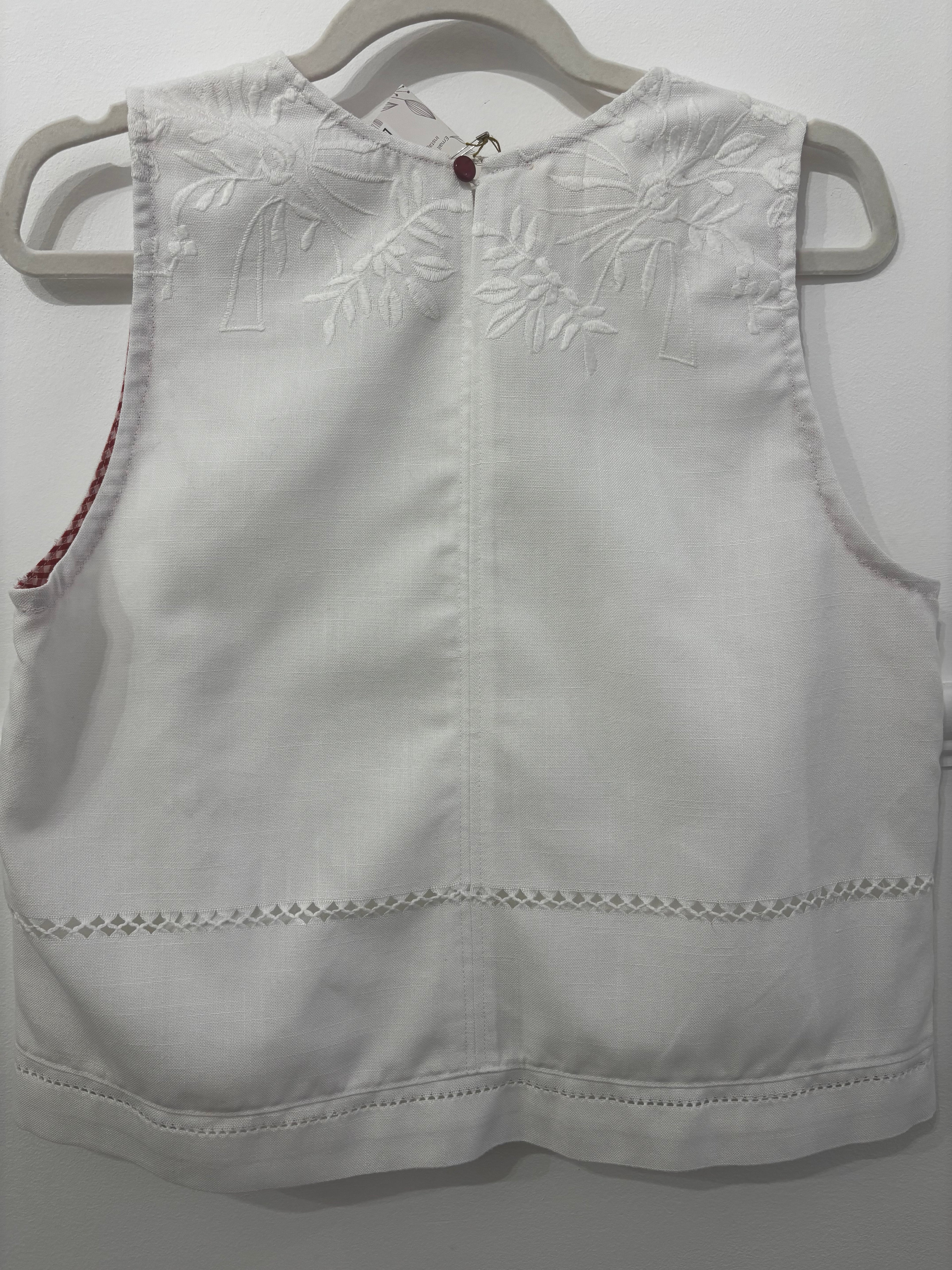 Kelly White Embroidered Tank