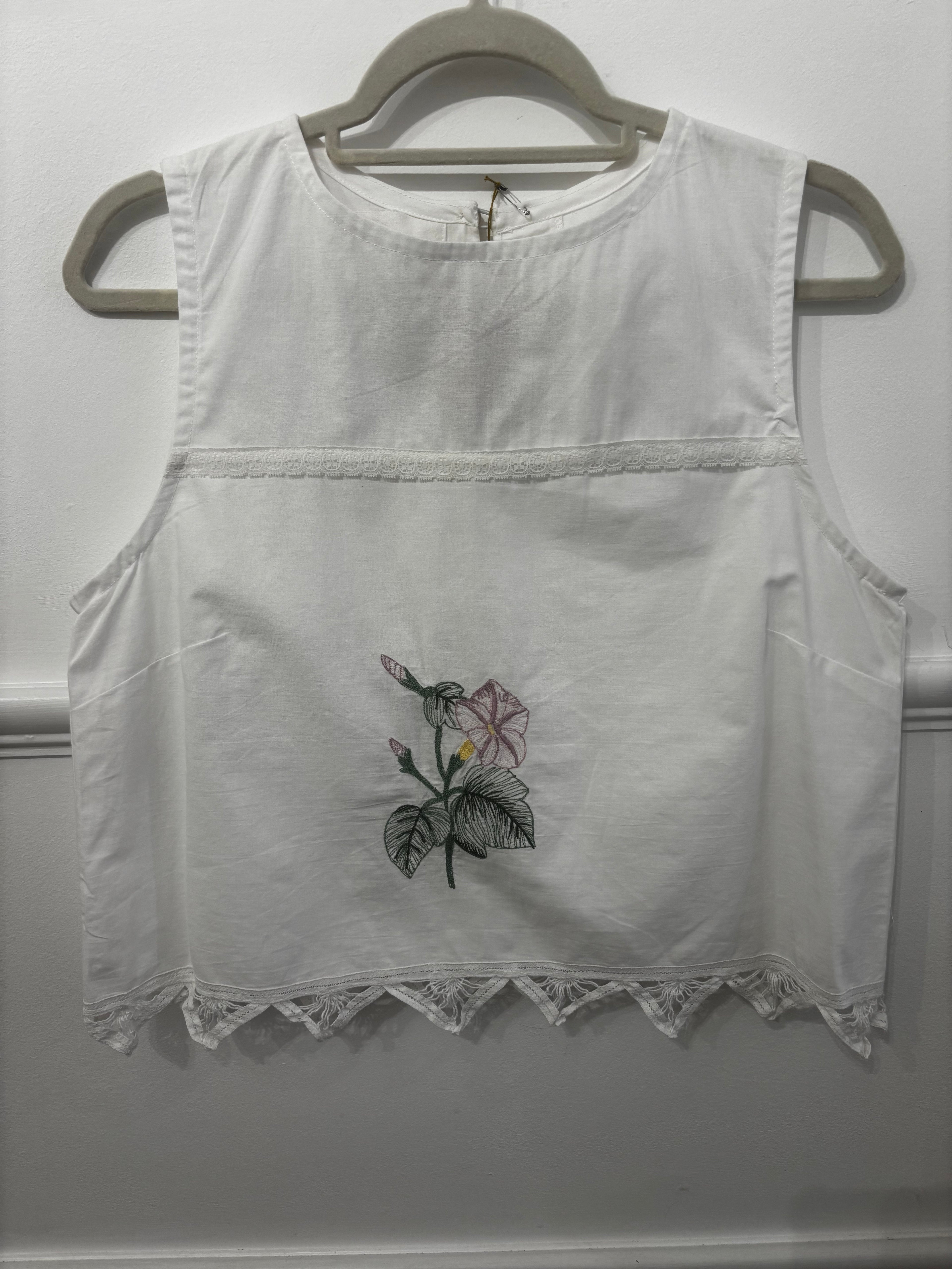 Kelly Embroidered Lace Edge Tank