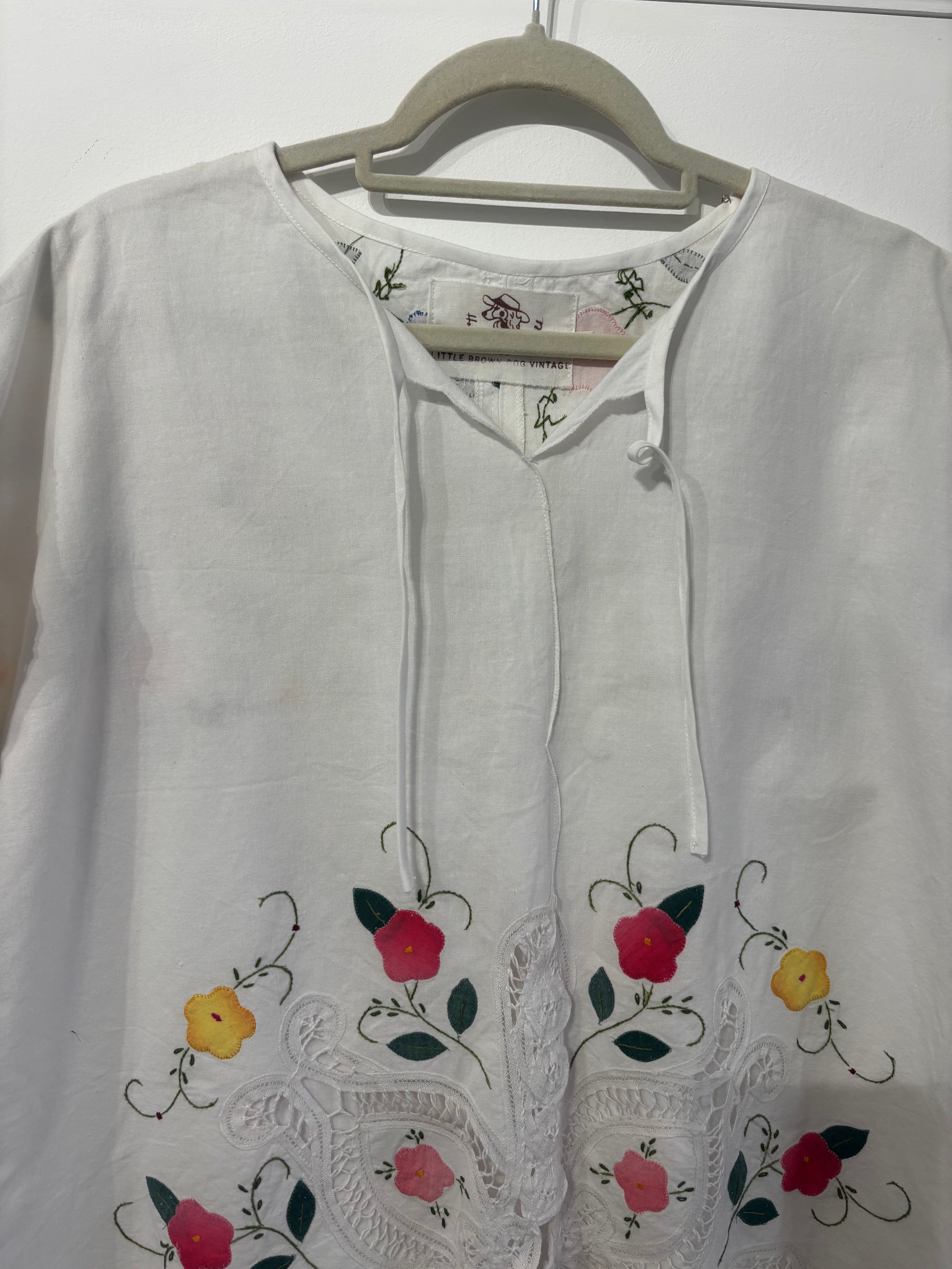 Helen T-Shirt Upcycled Tablecloth Top