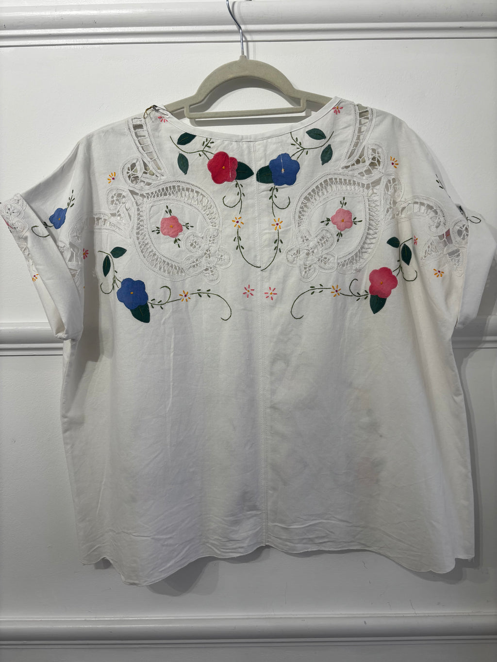 Helen T-Shirt Upcycled Tablecloth Top