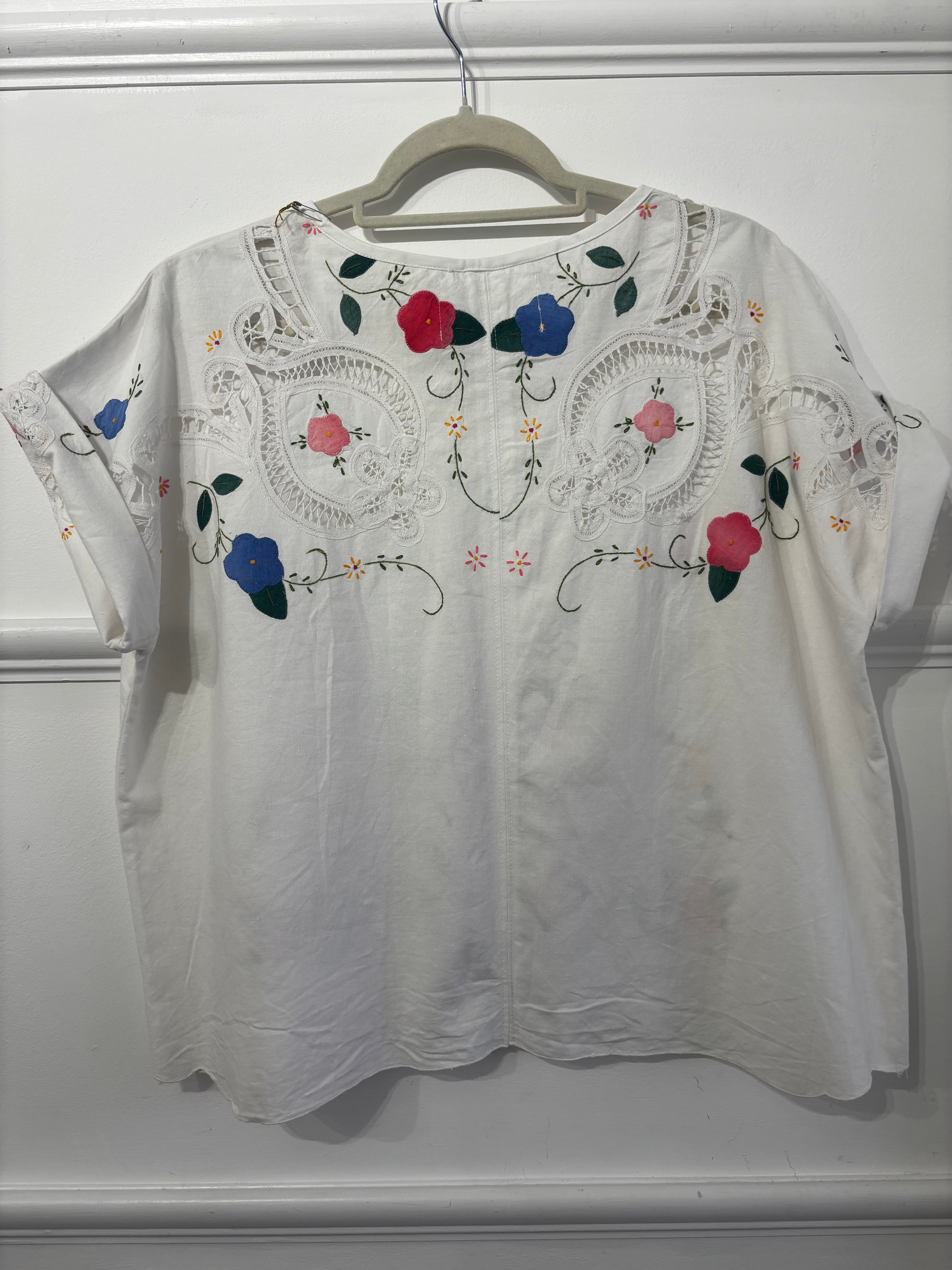 Helen T-Shirt Upcycled Tablecloth Top