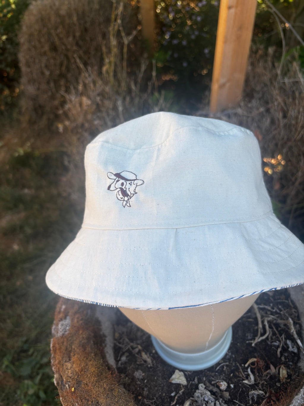 New In Upcycled Vintage Tea Towel Bucket Hat