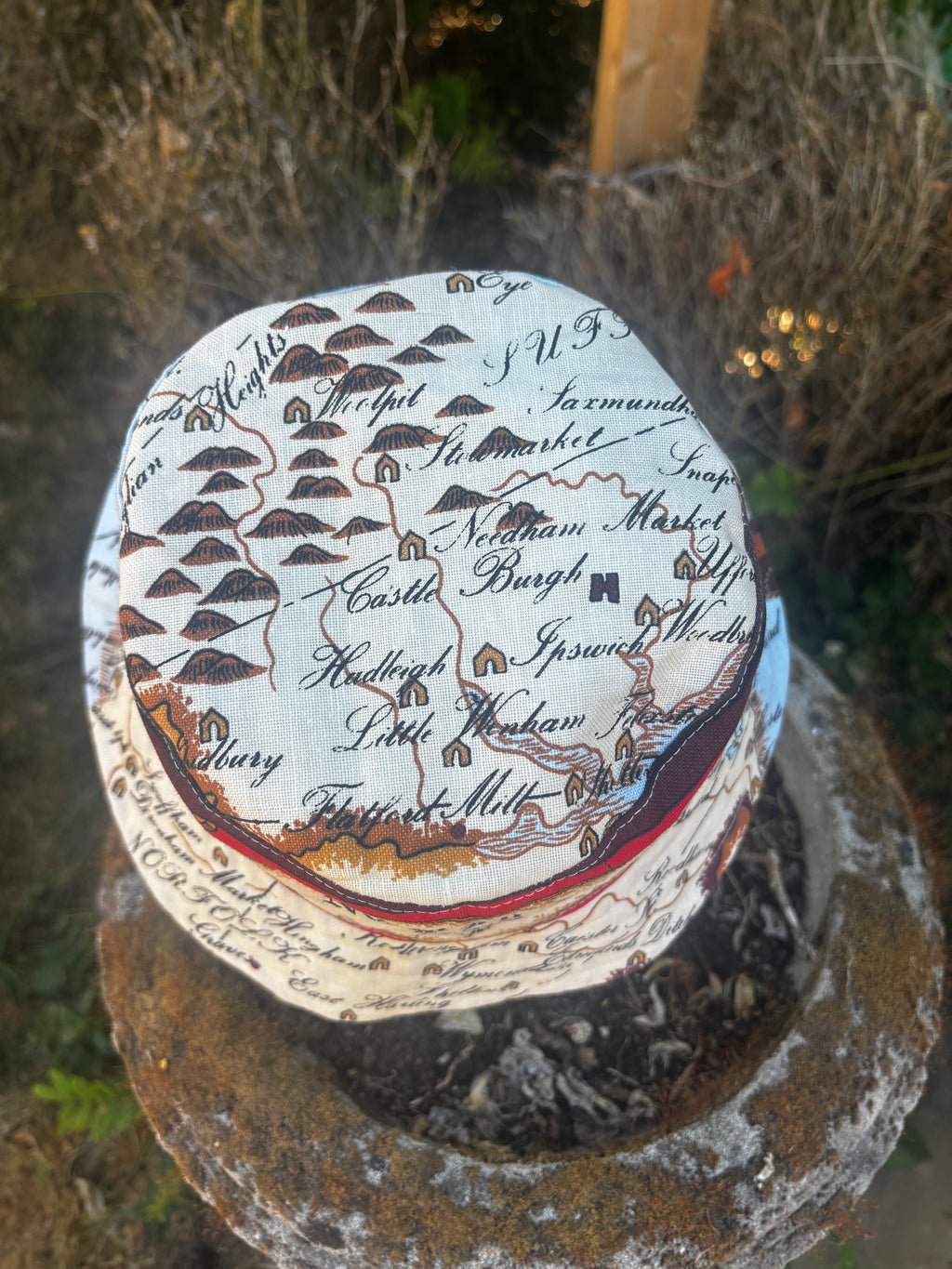 New In Upcycled Vintage Tea Towel Bucket Hat