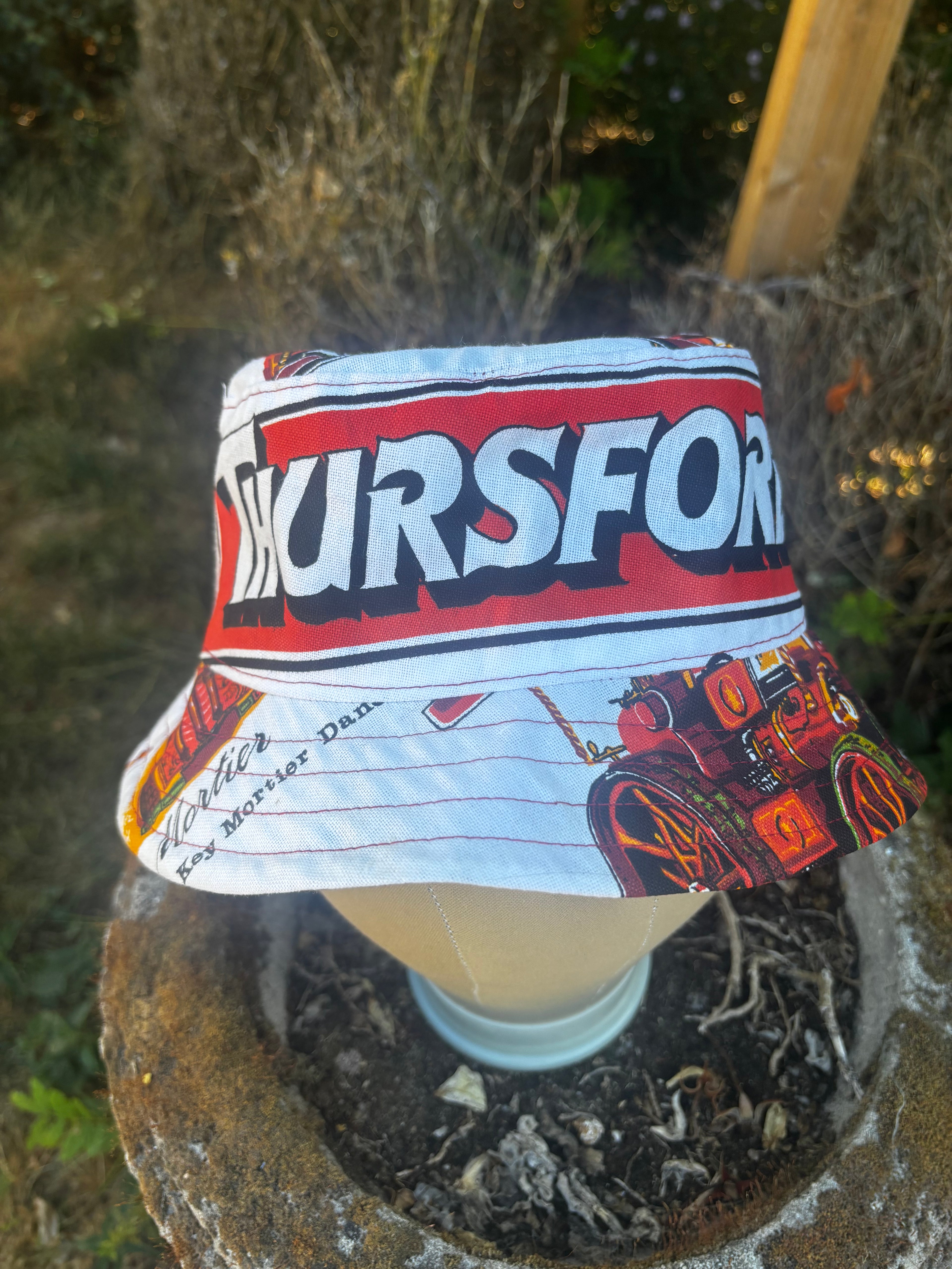 New In Upcycled Vintage Tea Towel Bucket Hat
