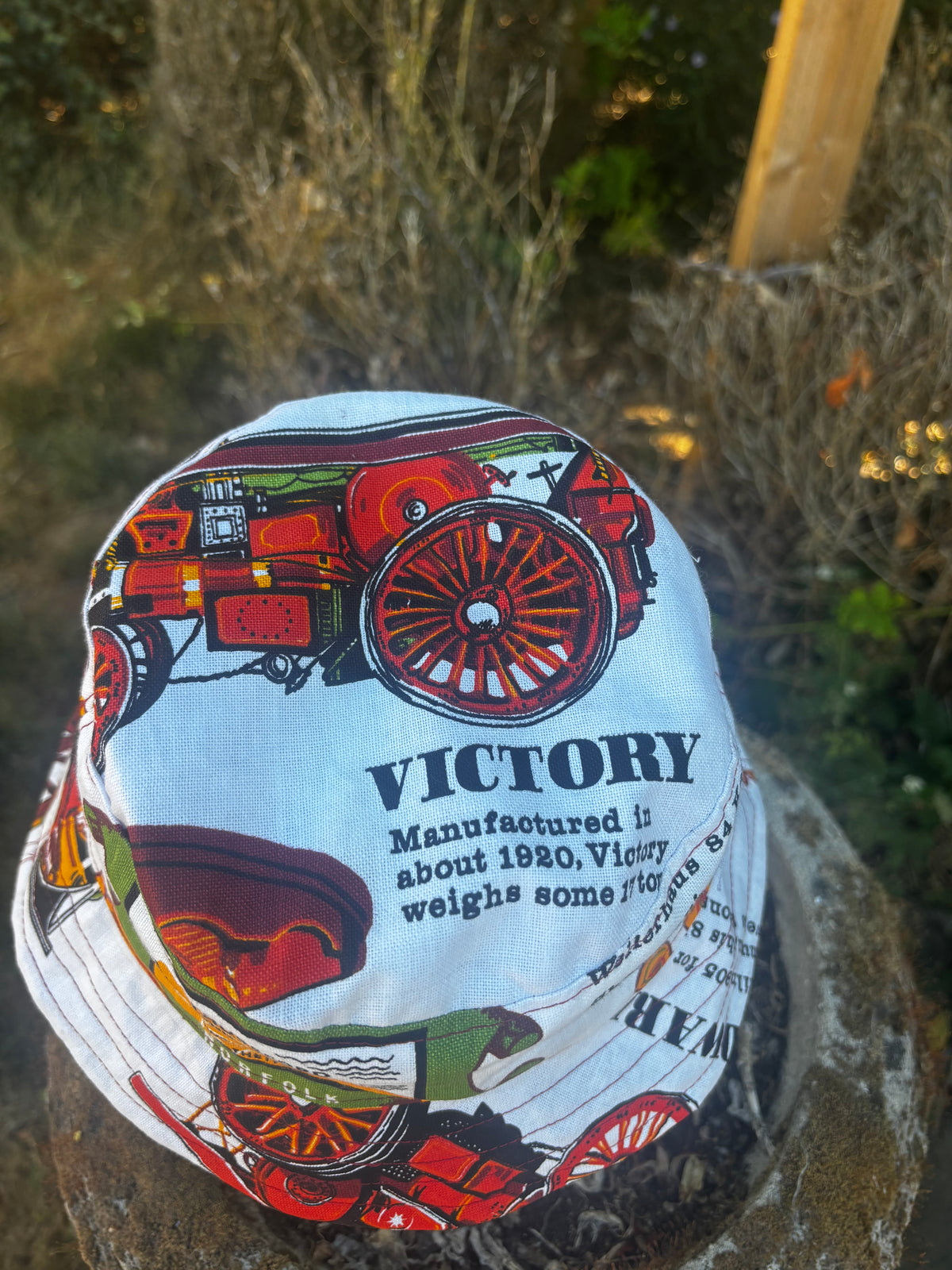 New In Upcycled Vintage Tea Towel Bucket Hat