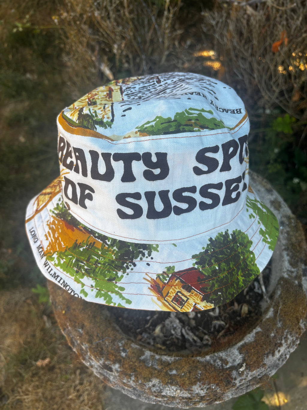 New In Upcycled Vintage Tea Towel Bucket Hat