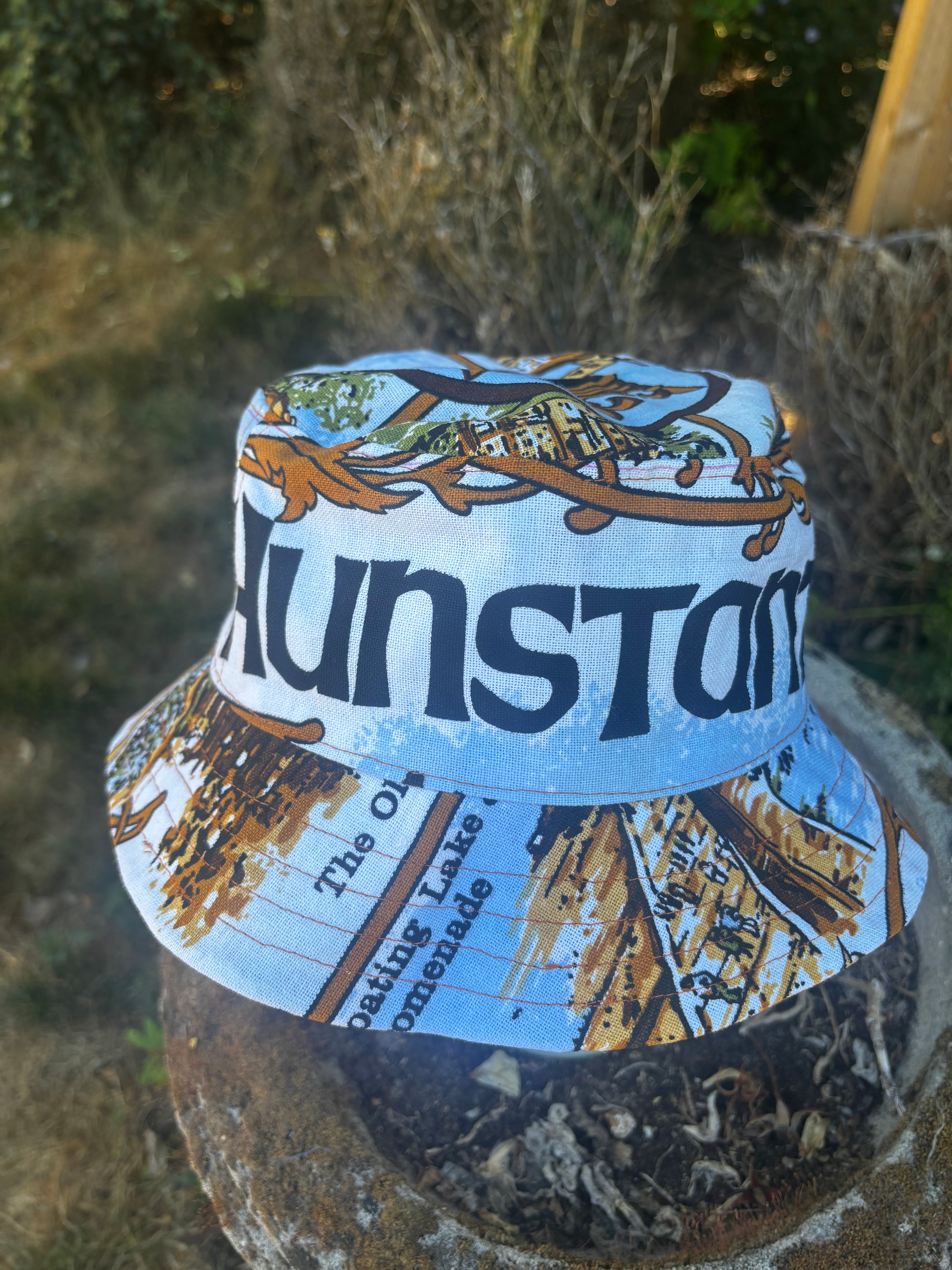 New In Upcycled Vintage Tea Towel Bucket Hat