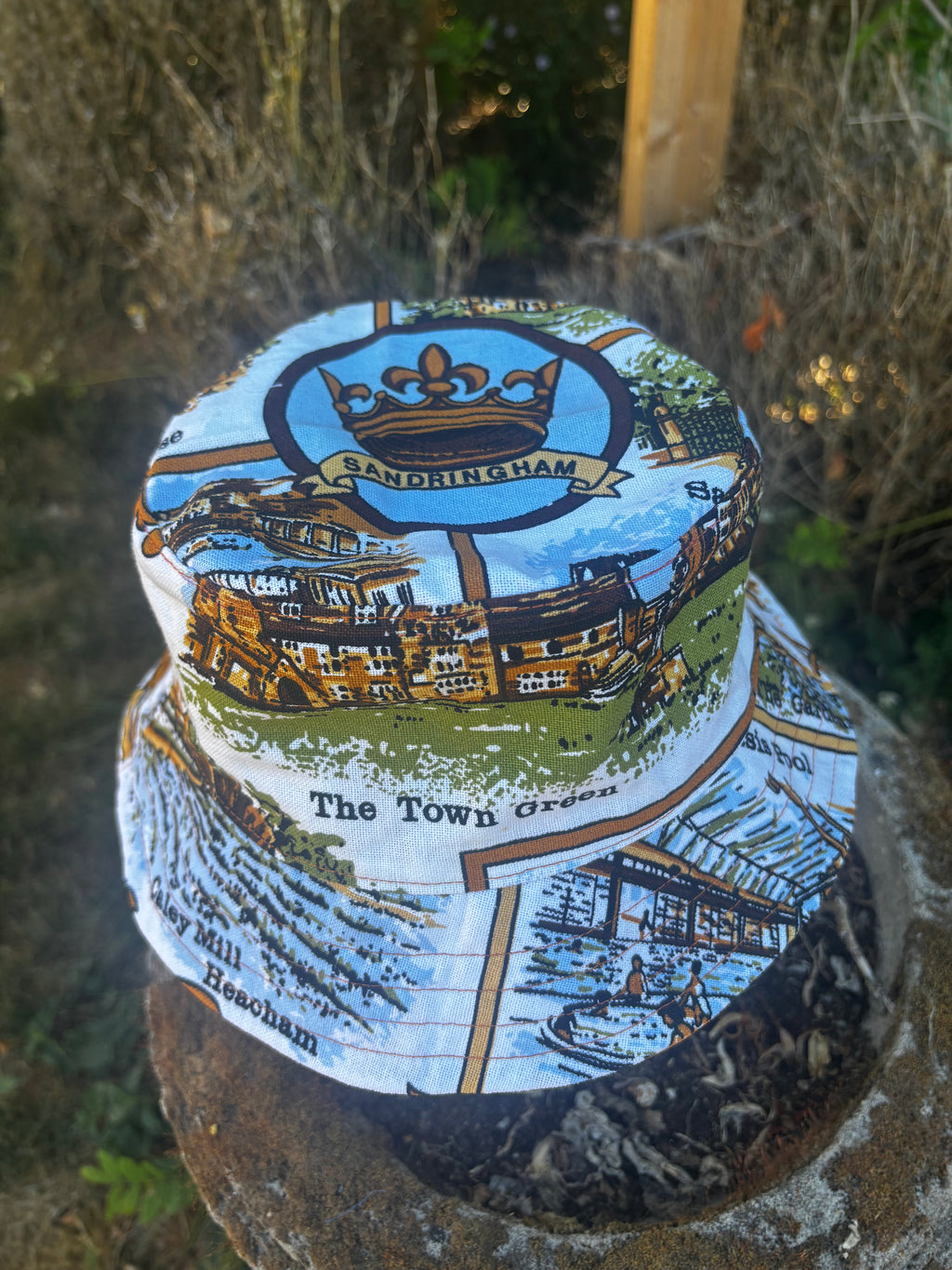 New In Upcycled Vintage Tea Towel Bucket Hat