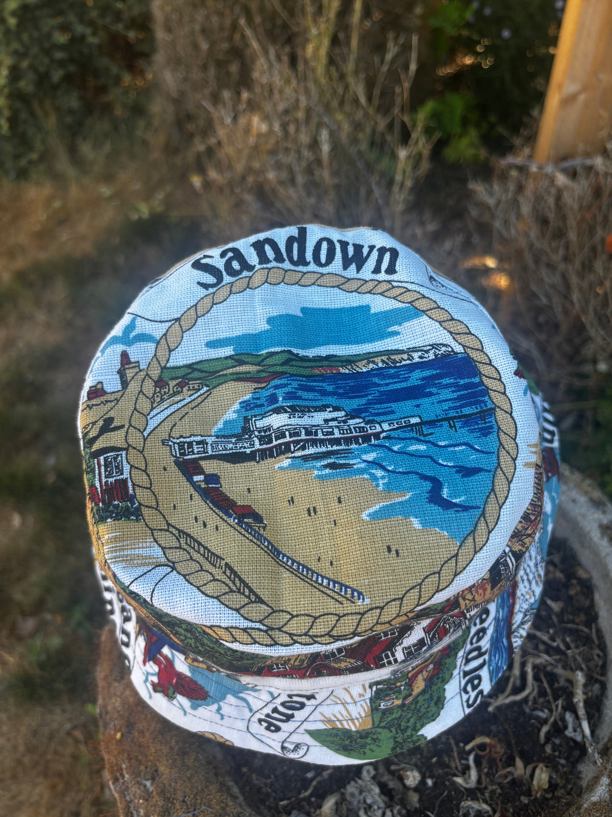 New In Upcycled Vintage Tea Towel Bucket Hat
