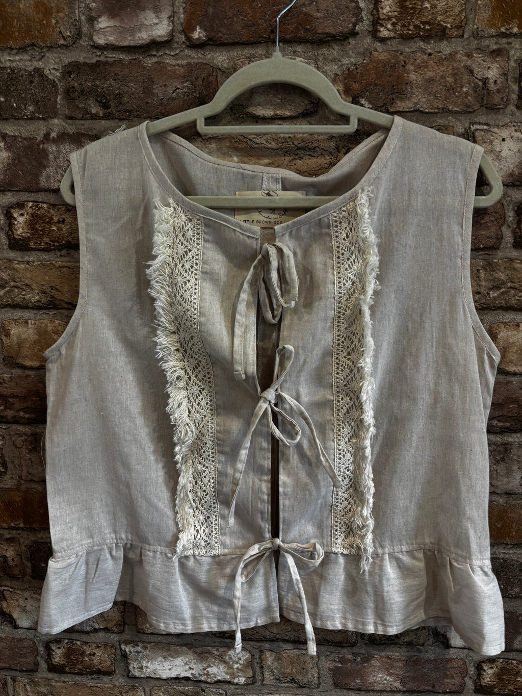 Sleeveless Summer Tassel Tie Front Blouse