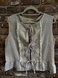 Sleeveless Summer Tassel Tie Front Blouse
