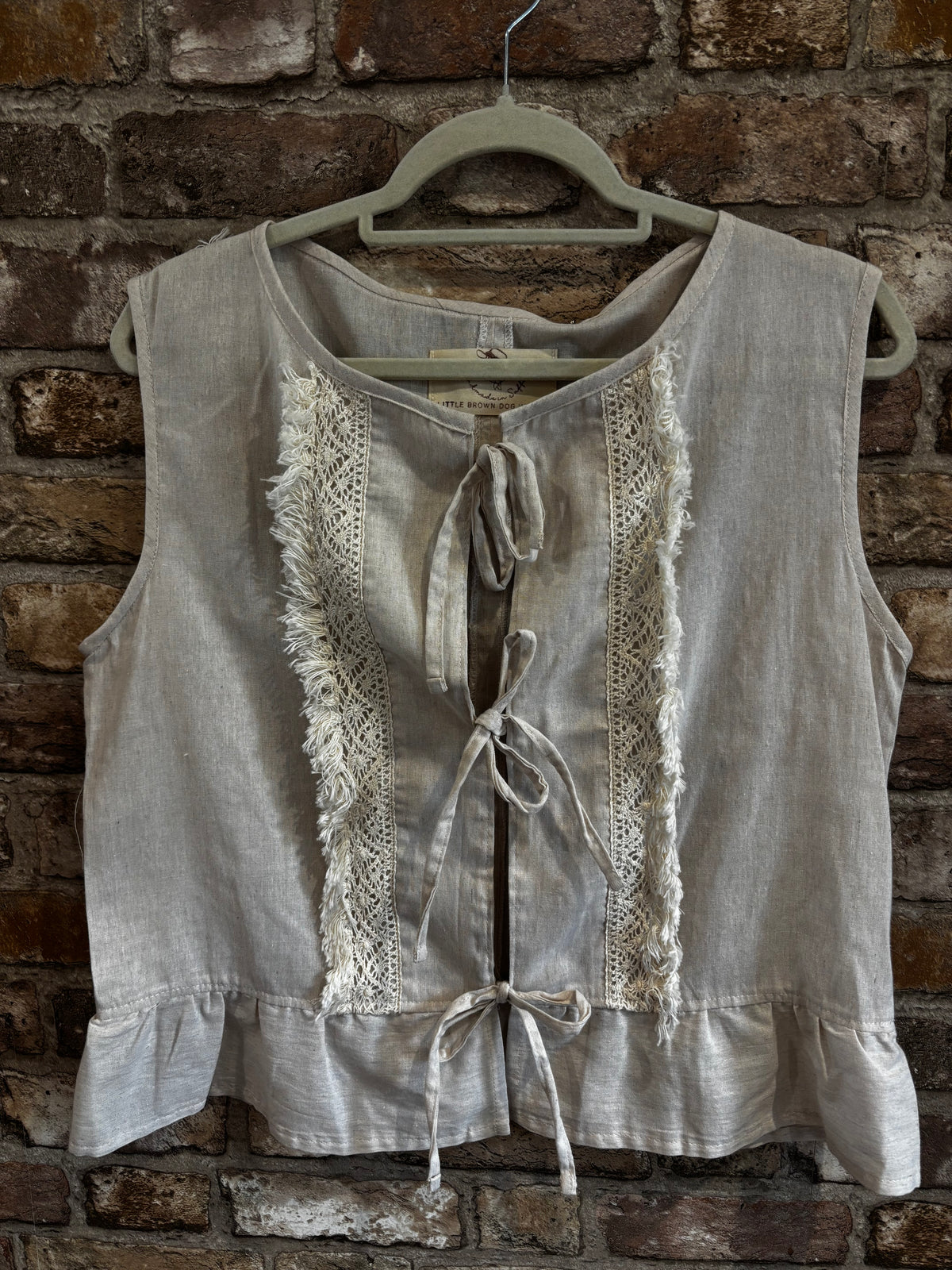 Sleeveless Summer Tassel Tie Front Blouse