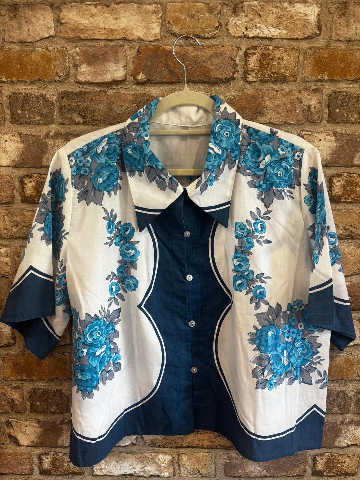 Farley Blue Vintage Tablecloth Shirt