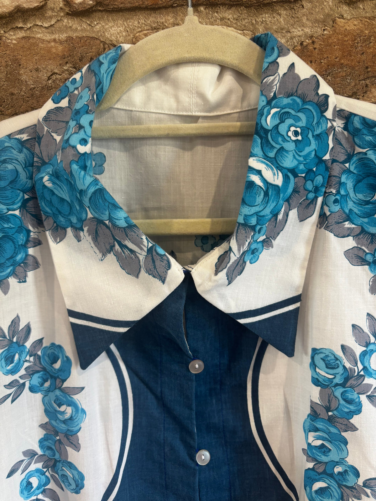 Farley Blue Vintage Tablecloth Shirt