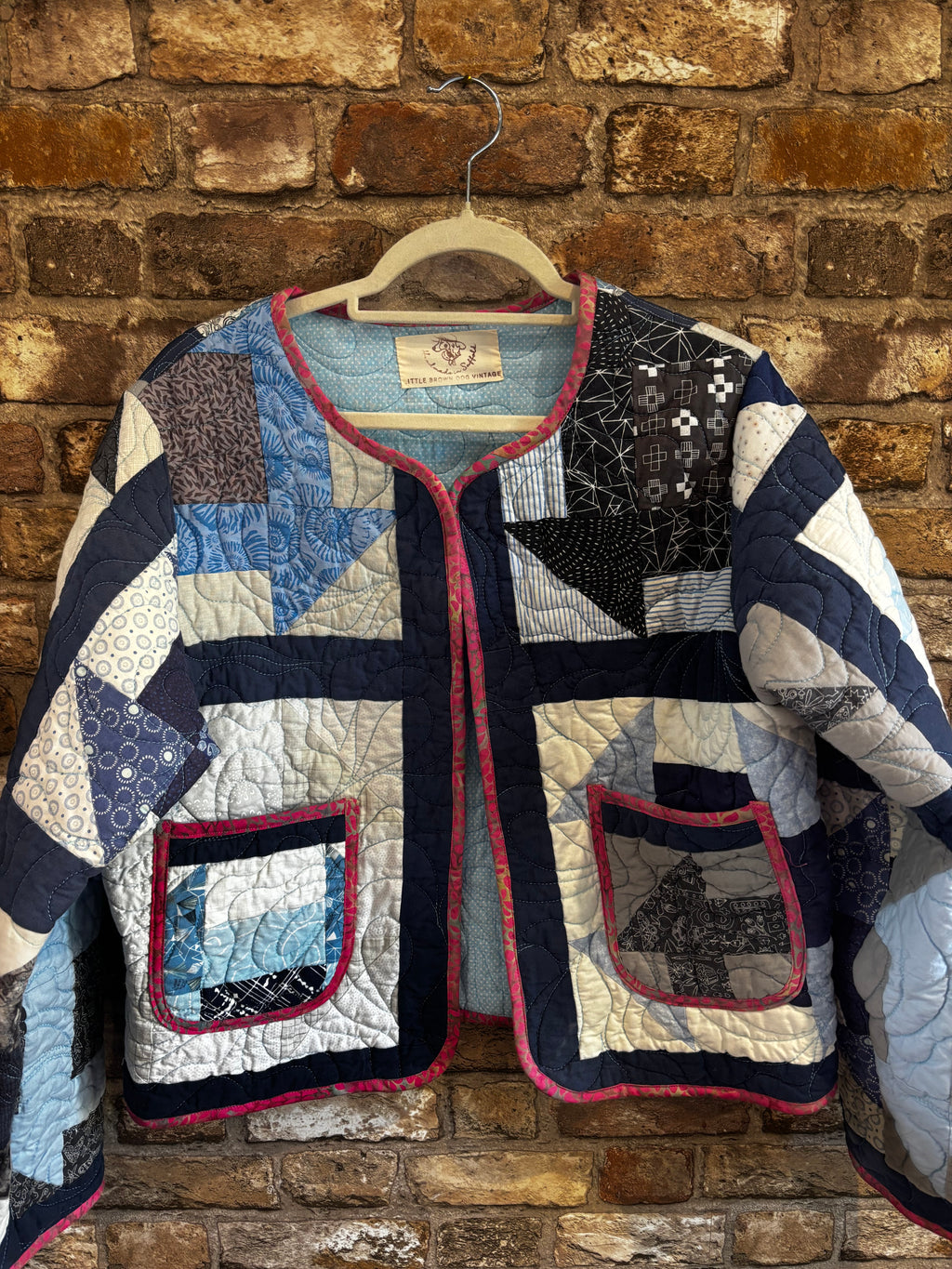 Upcycled Quilted Jacket in Shades of Blue