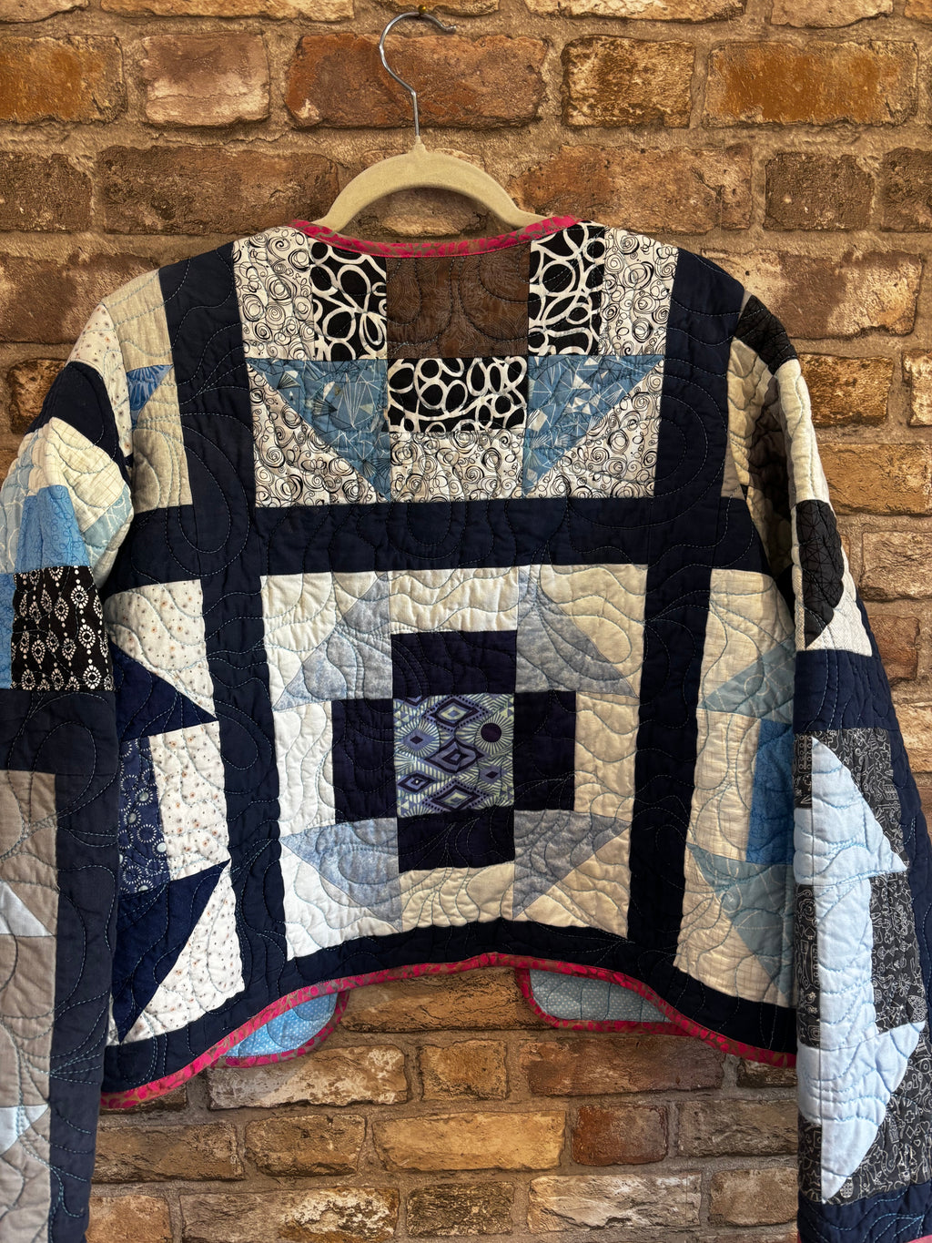 Upcycled Quilted Jacket in Shades of Blue