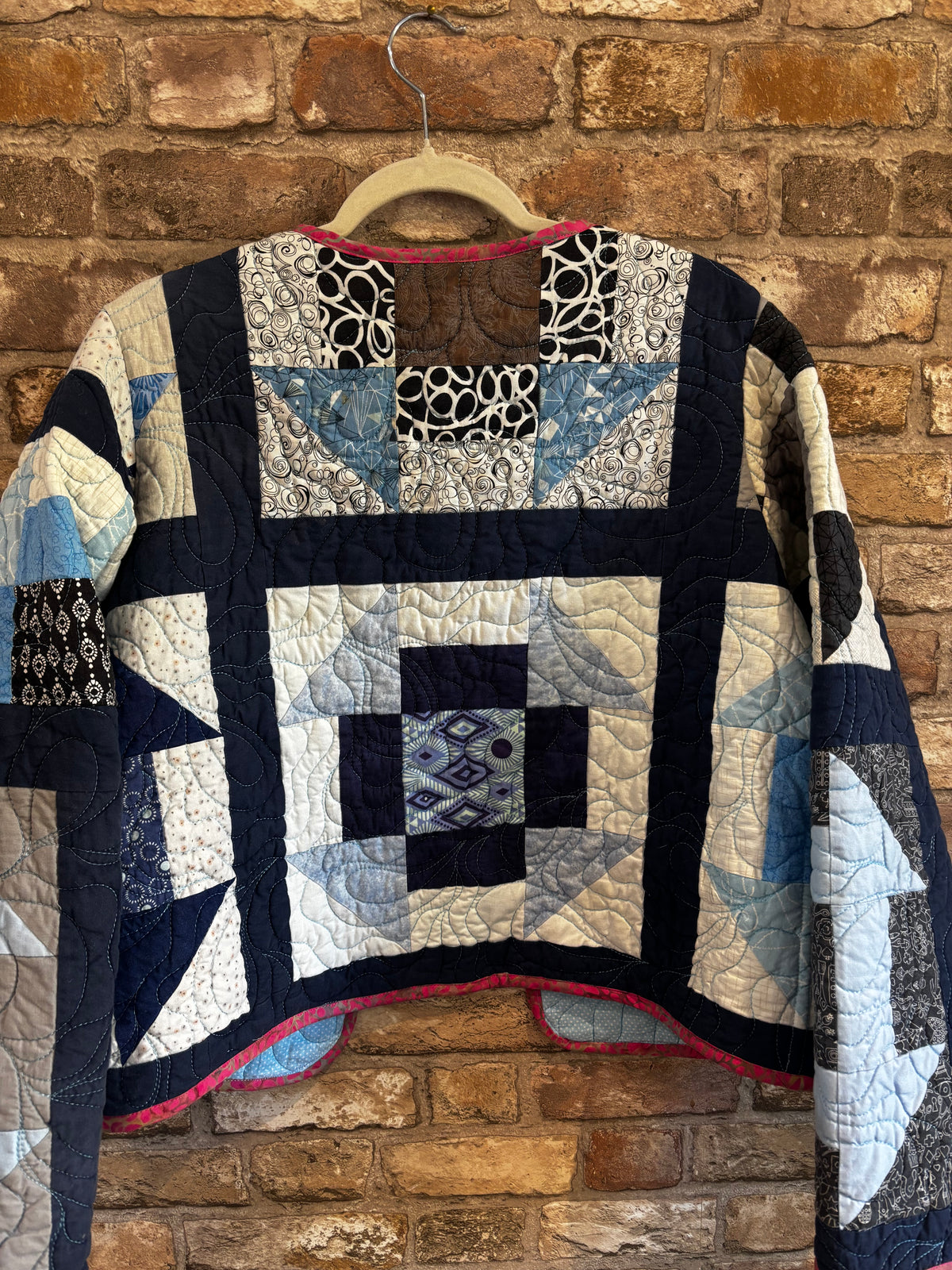 Upcycled Quilted Jacket in Shades of Blue