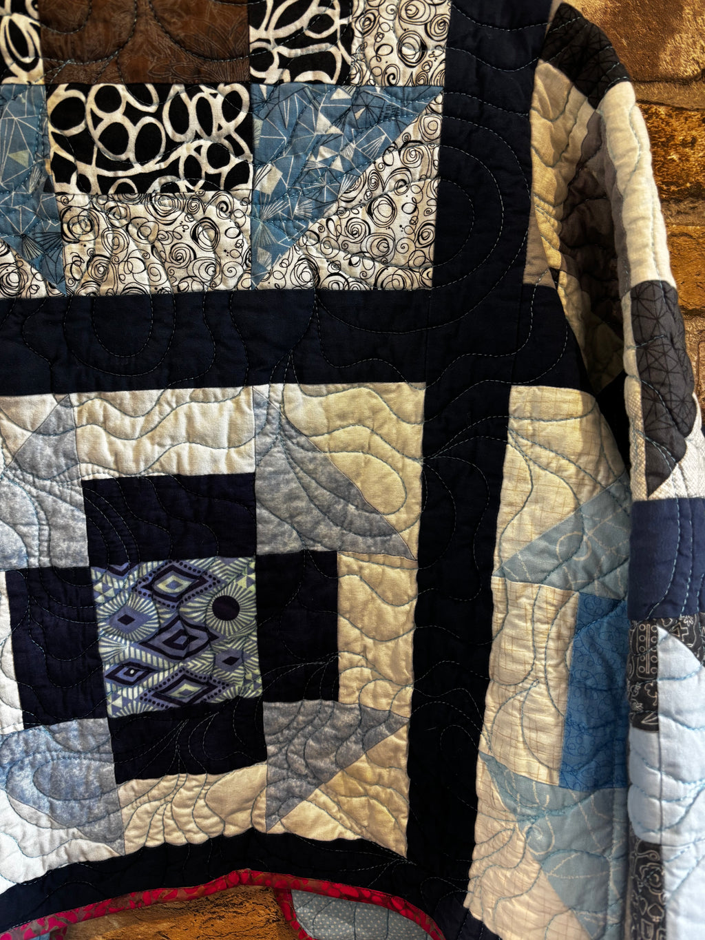 Upcycled Quilted Jacket in Shades of Blue