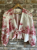 Toile de Jouy Cropped Long Sleeve 'Isla' Blouse